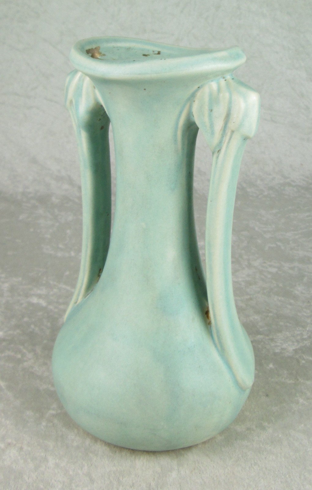 McCoy Pottery Vase Aqua Turquoise Art Nouveau Art Deco 9-1/4in Painted