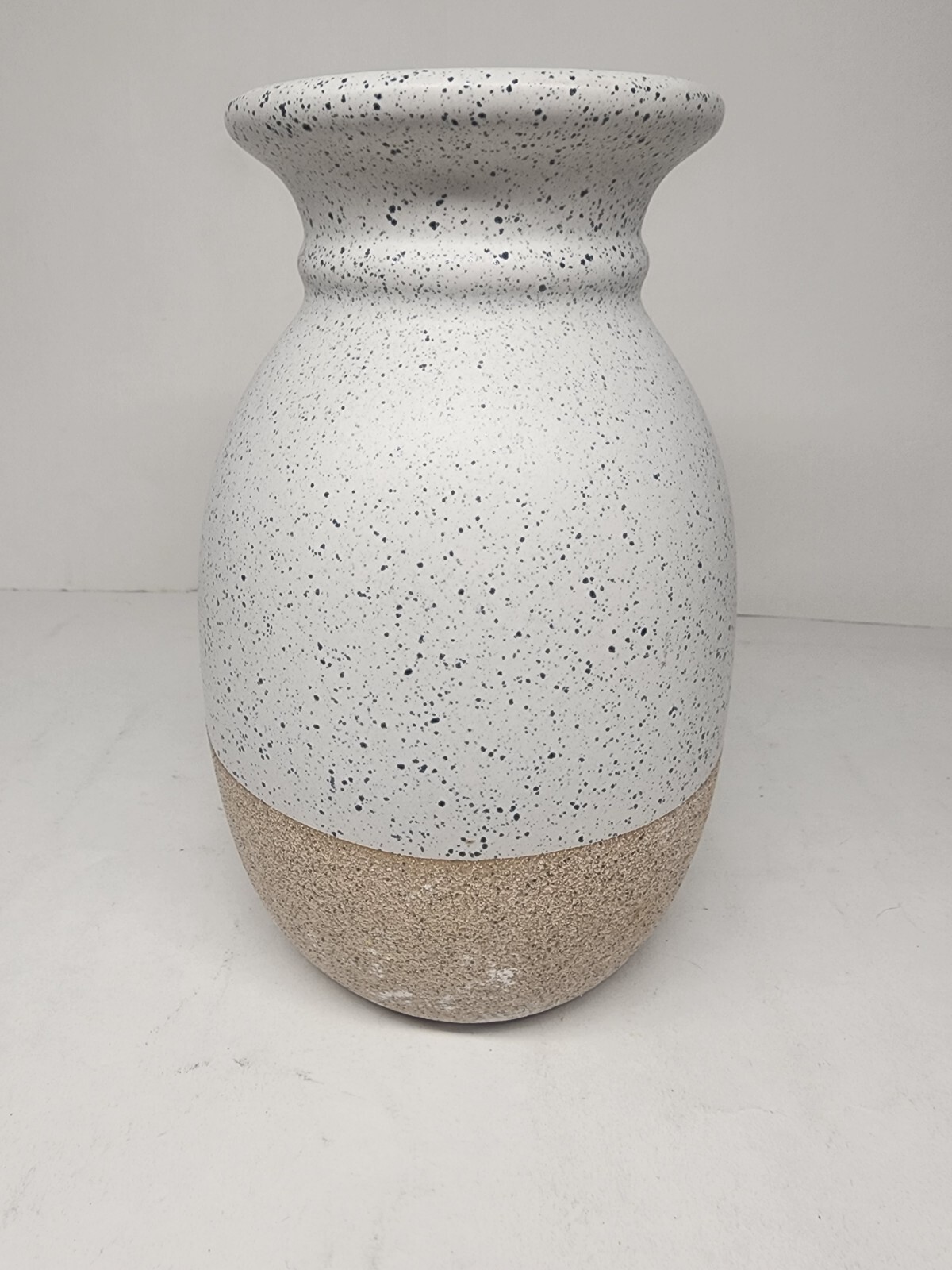 art pottery vase speckle White And Beige NEW Rough Textured Surface