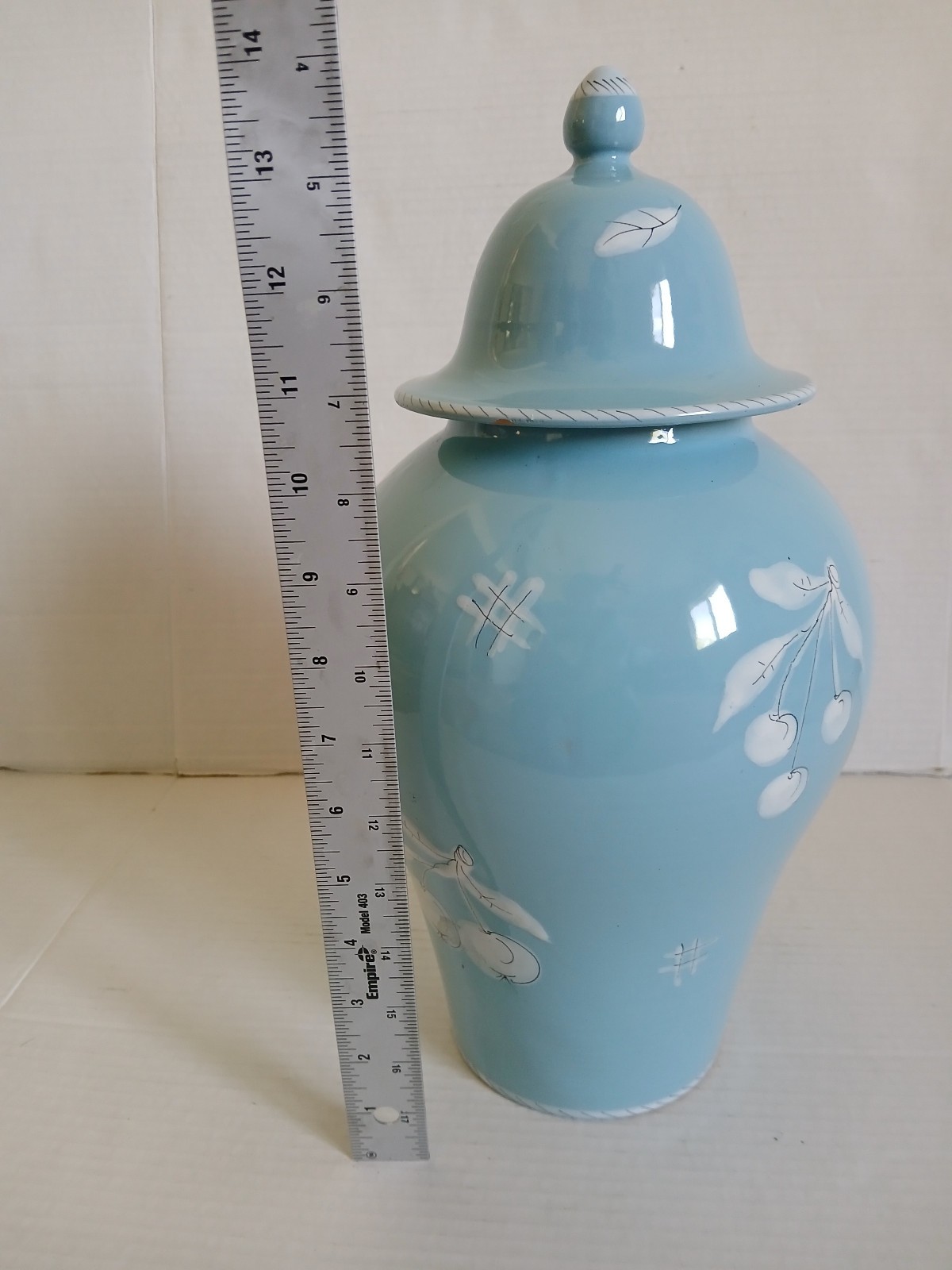 Large Hand Painted Blue Ginger Vase Made in Italy / 22.5″ by 7″