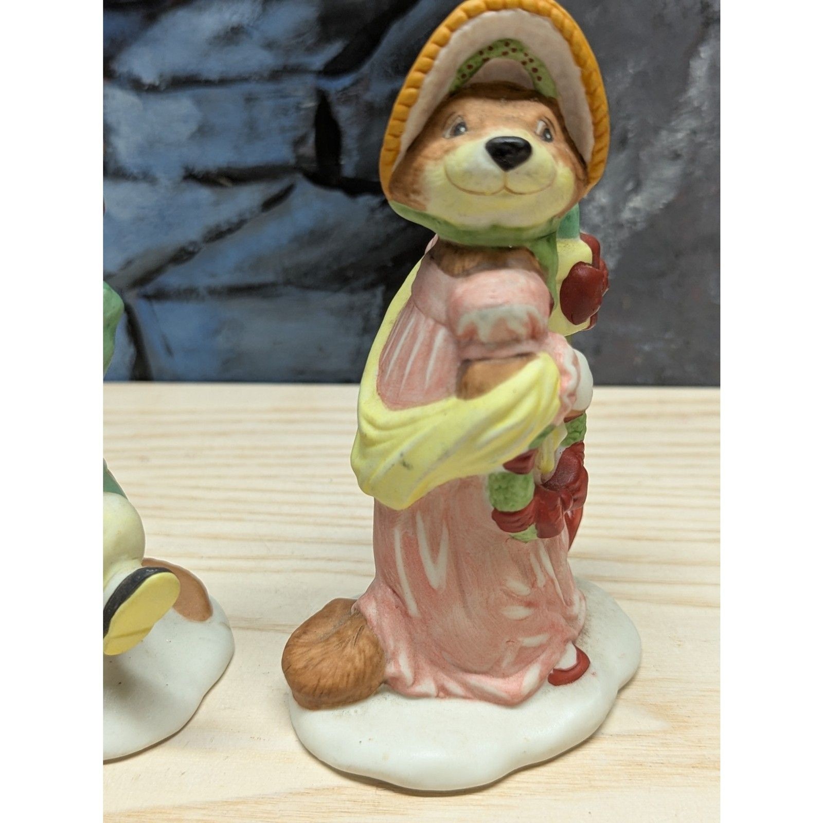 Vintage Enesco 2 Jane Chambless Christmas Carol Weasel Figurines Porcelain