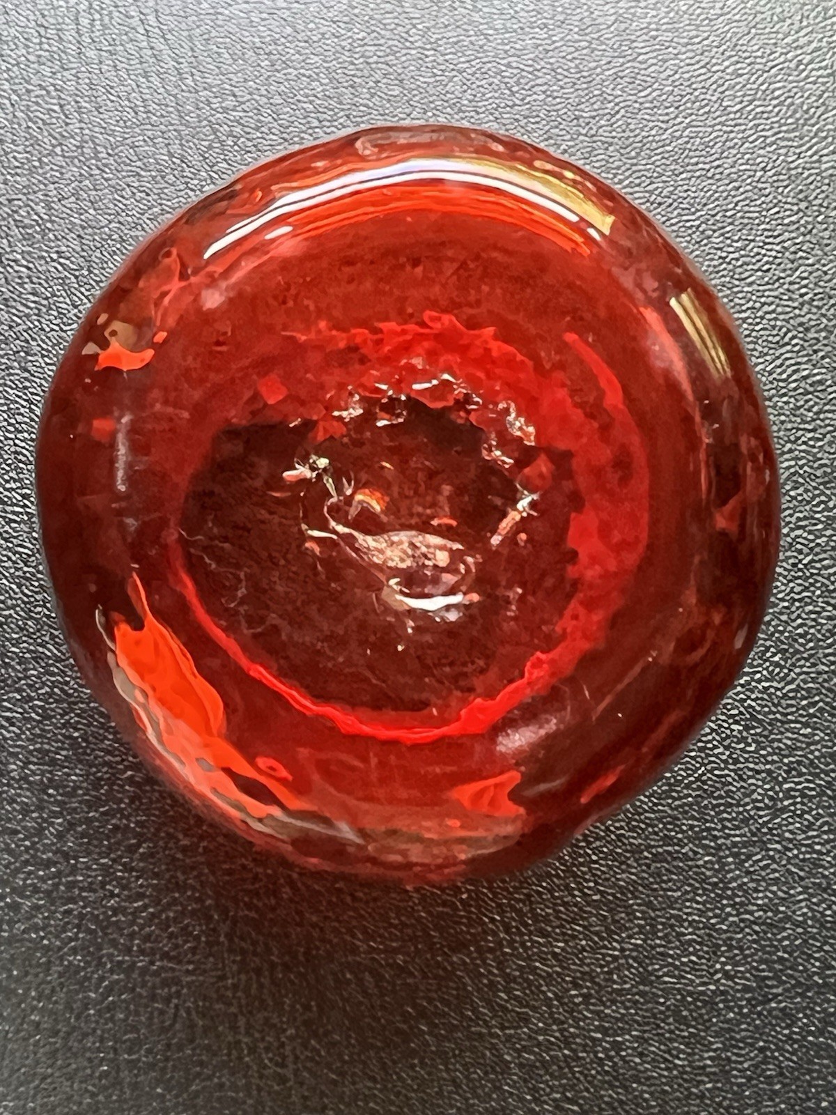 Vintage Tangerine Orange Glass Vase Jar Hand Blown 3-1/4″ h x 2-1/2″ w