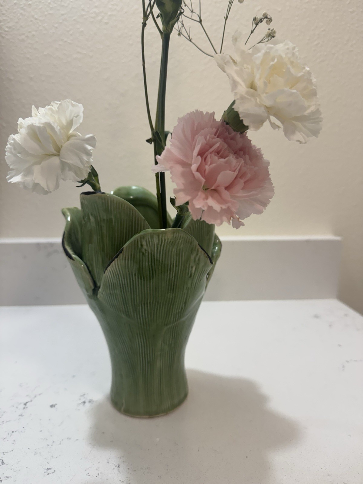 Ceramic Cabbage Leaf Pattern Vase – Vegetable Garden Style- Cottagecore