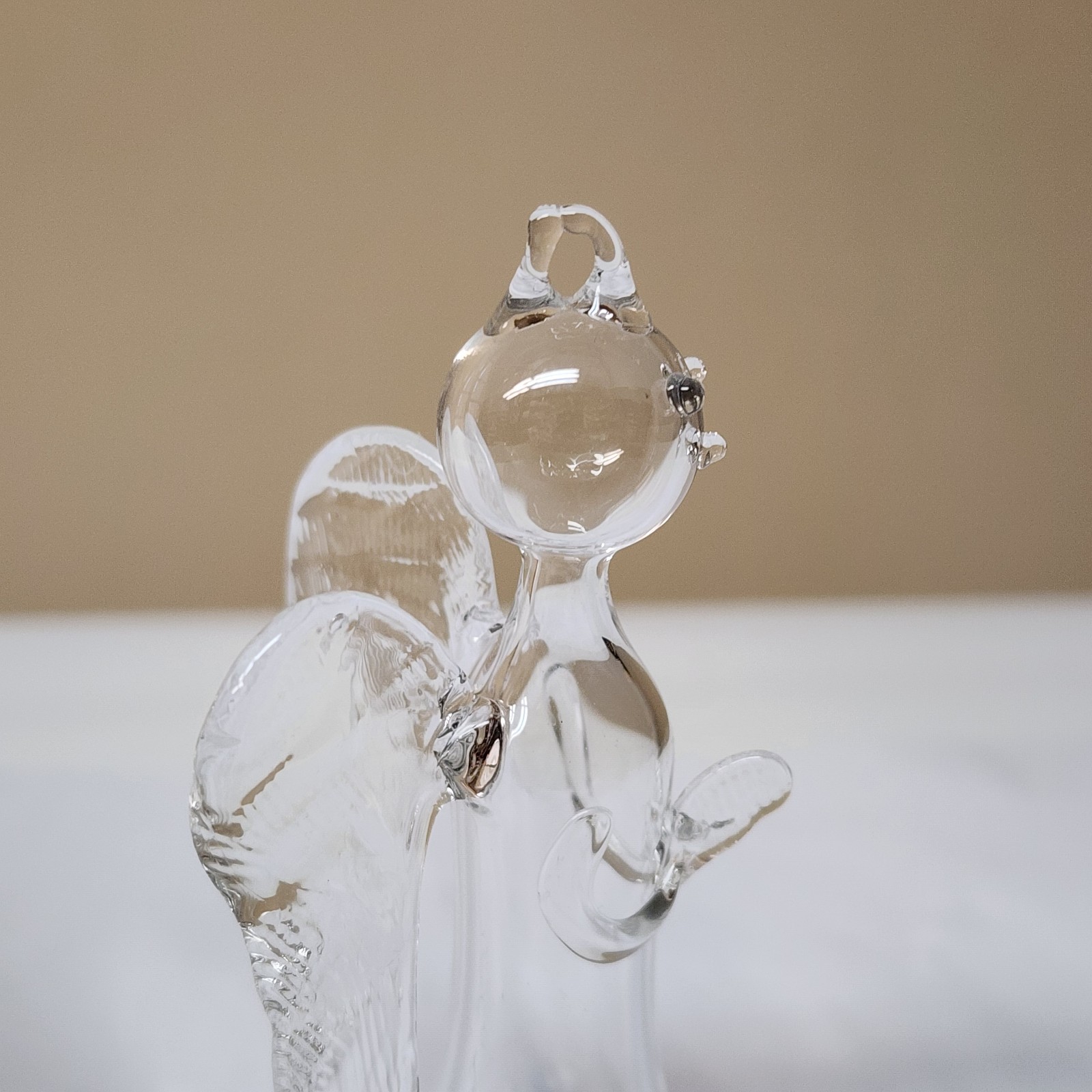 Vintage 4″ Hand Blown Art Glass Parise Vetro Italy Clear Glass Angel Ornament