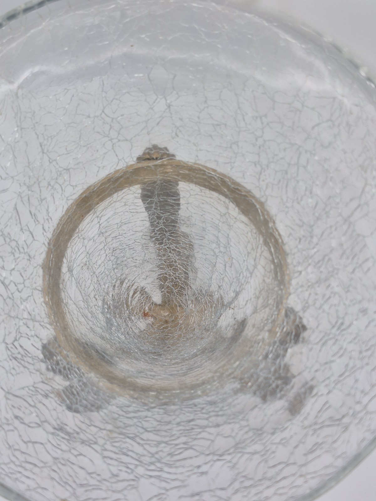 Art Deco Glass Vase Brass Base Round Crackle Glass Planter Bowl Art Display