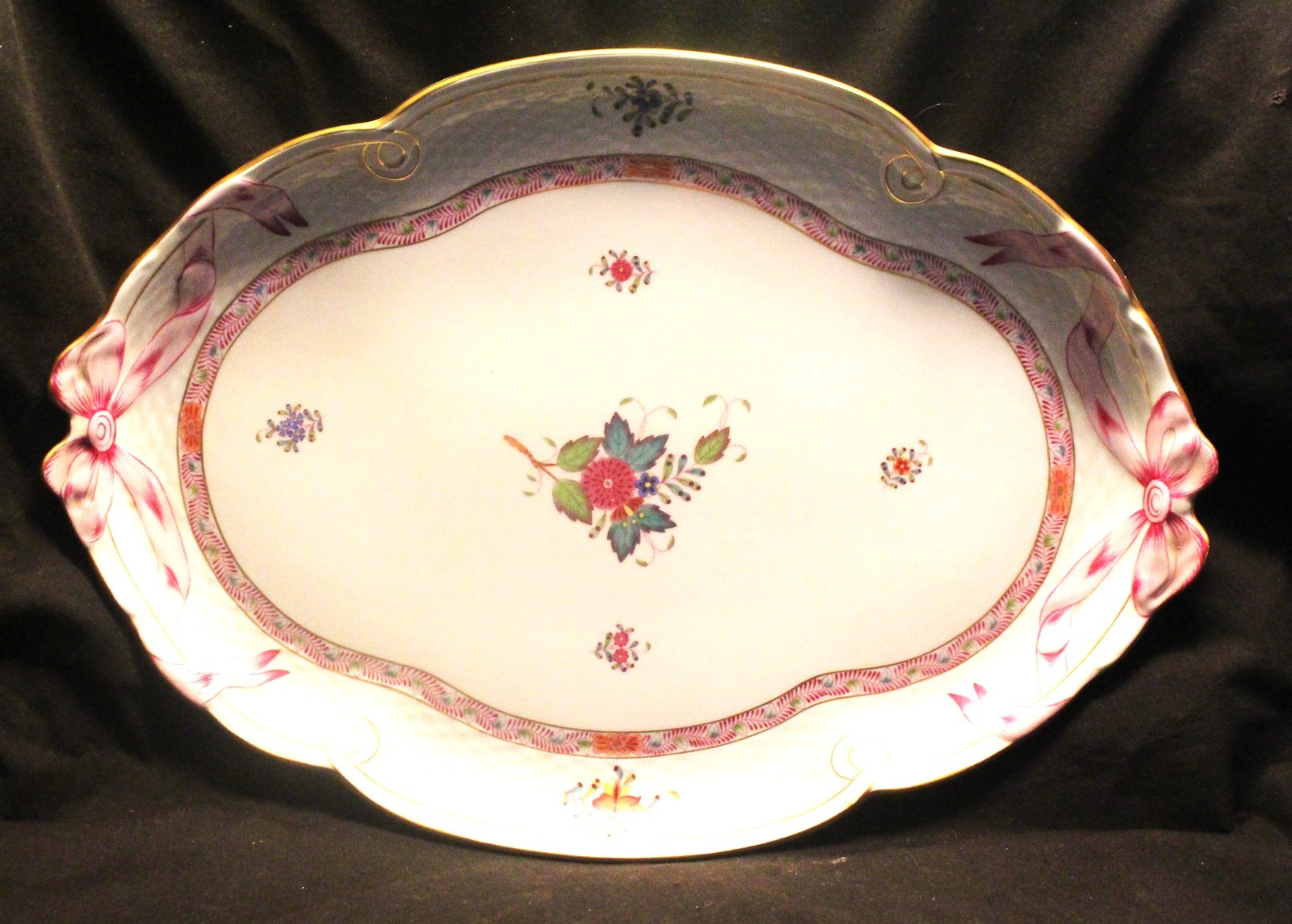 HEREND CHINESE BOUQUET TEA SET ON TRAY – 9 PIECES