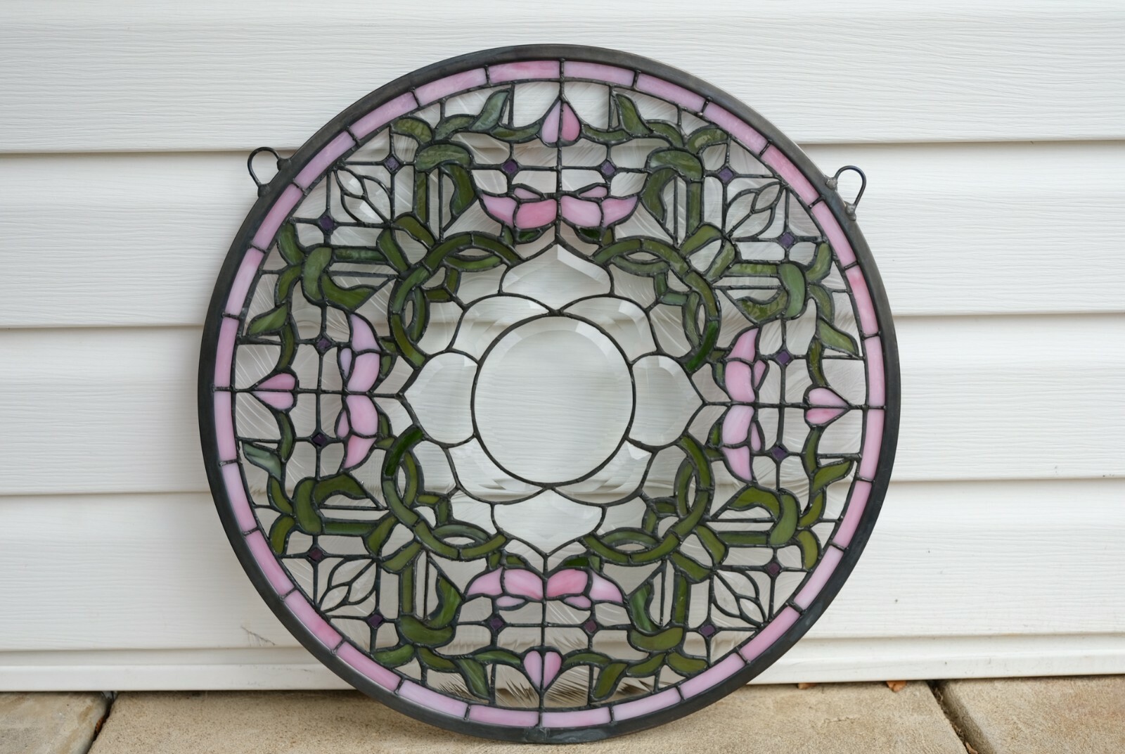 19.75″ Dia Colorful Handcrafted Stained Glass Round Window Panel