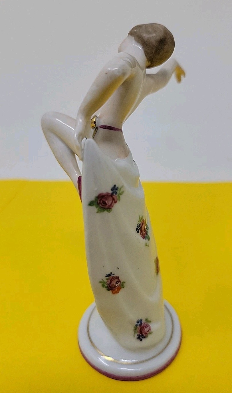 Vintage Antique Jaeger & Co RARE Ballet Dancer Porcelain Figure Rose Germany