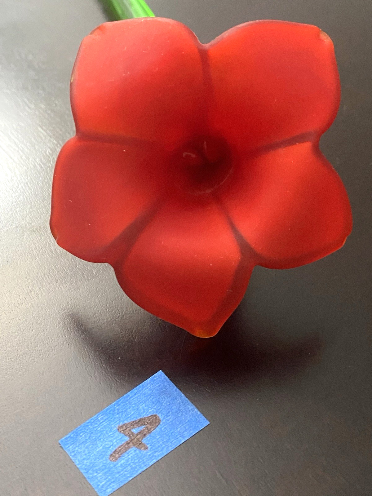 Red Long Stem Glass Flowers Bouquet Hand Blown Art Glass Set of 4