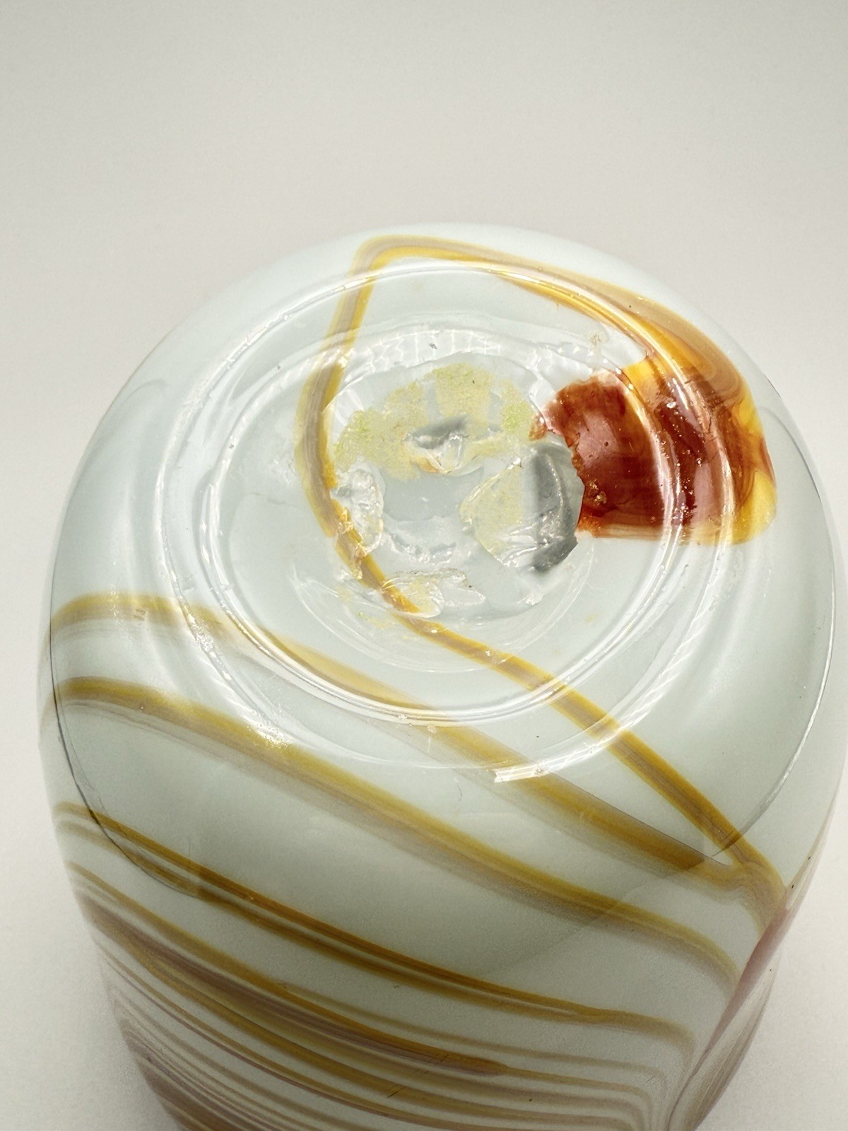Vintage 1978 Studio Art Glass Vase Hand Blown Amber Swirl Signed Artist