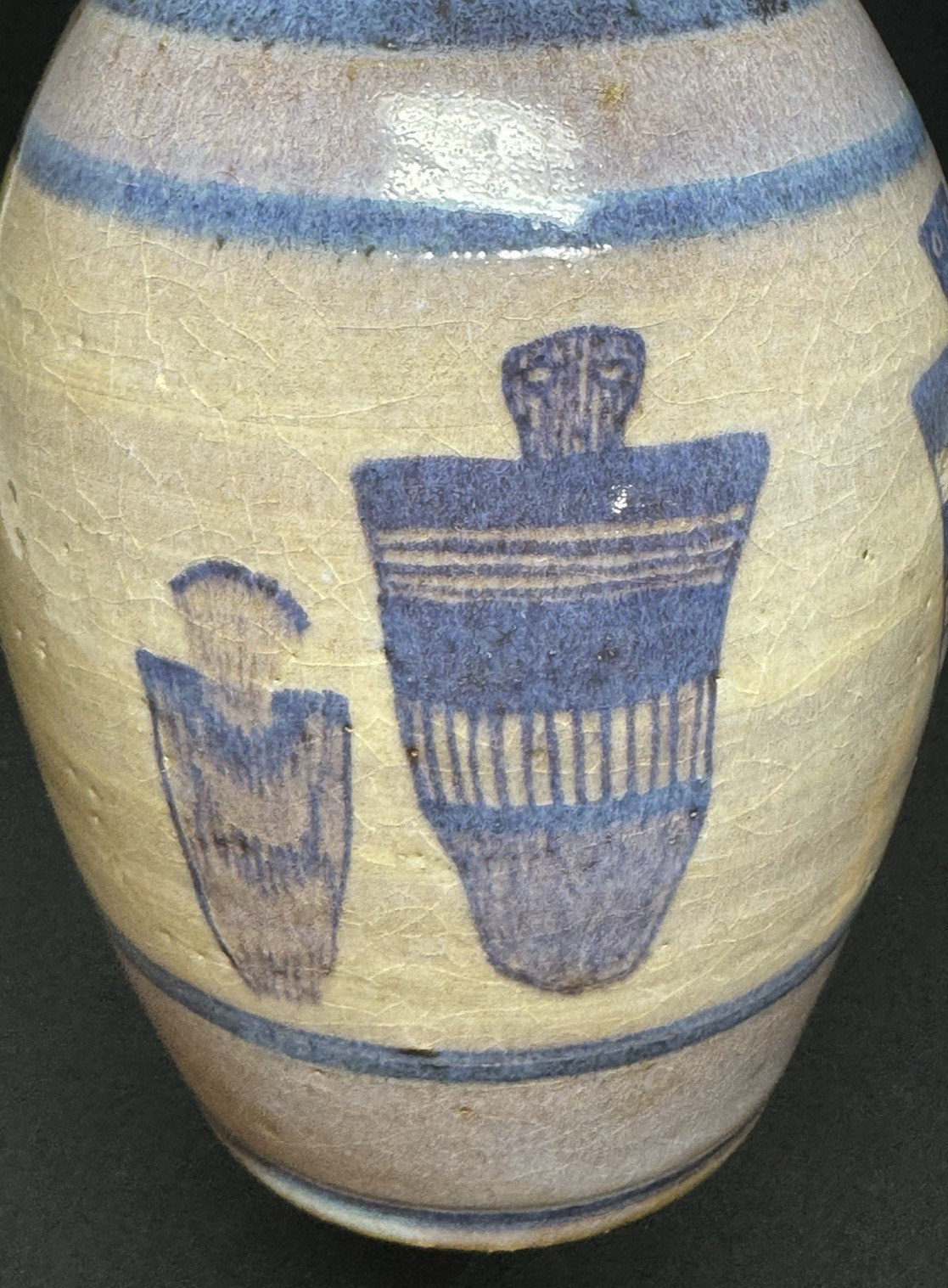 Vintage Studio Art Pottey Vase Petroglyph Armadillo Snake Figures Signed