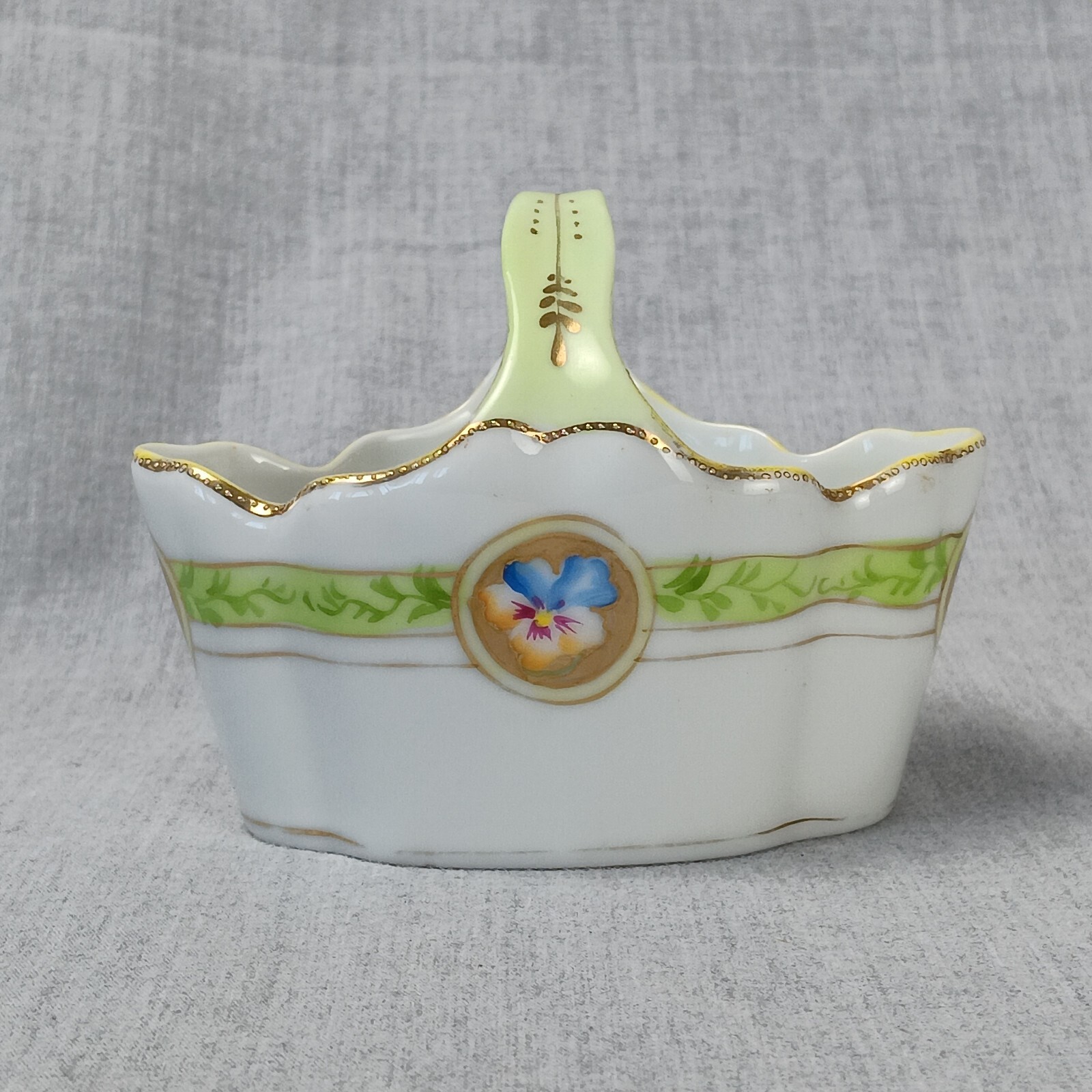 Nippon Hand Painted Basket Bowl Decorative Fine Bone China Collectible Display