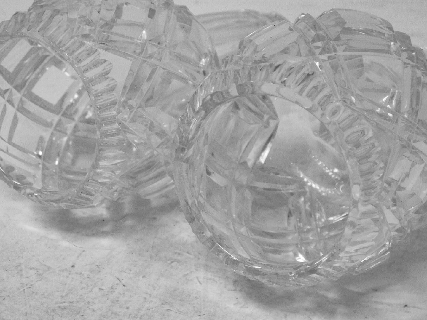 Matched Pair Car Vases Antique Cut Crystal Glass 6″ tall Perfect Condition