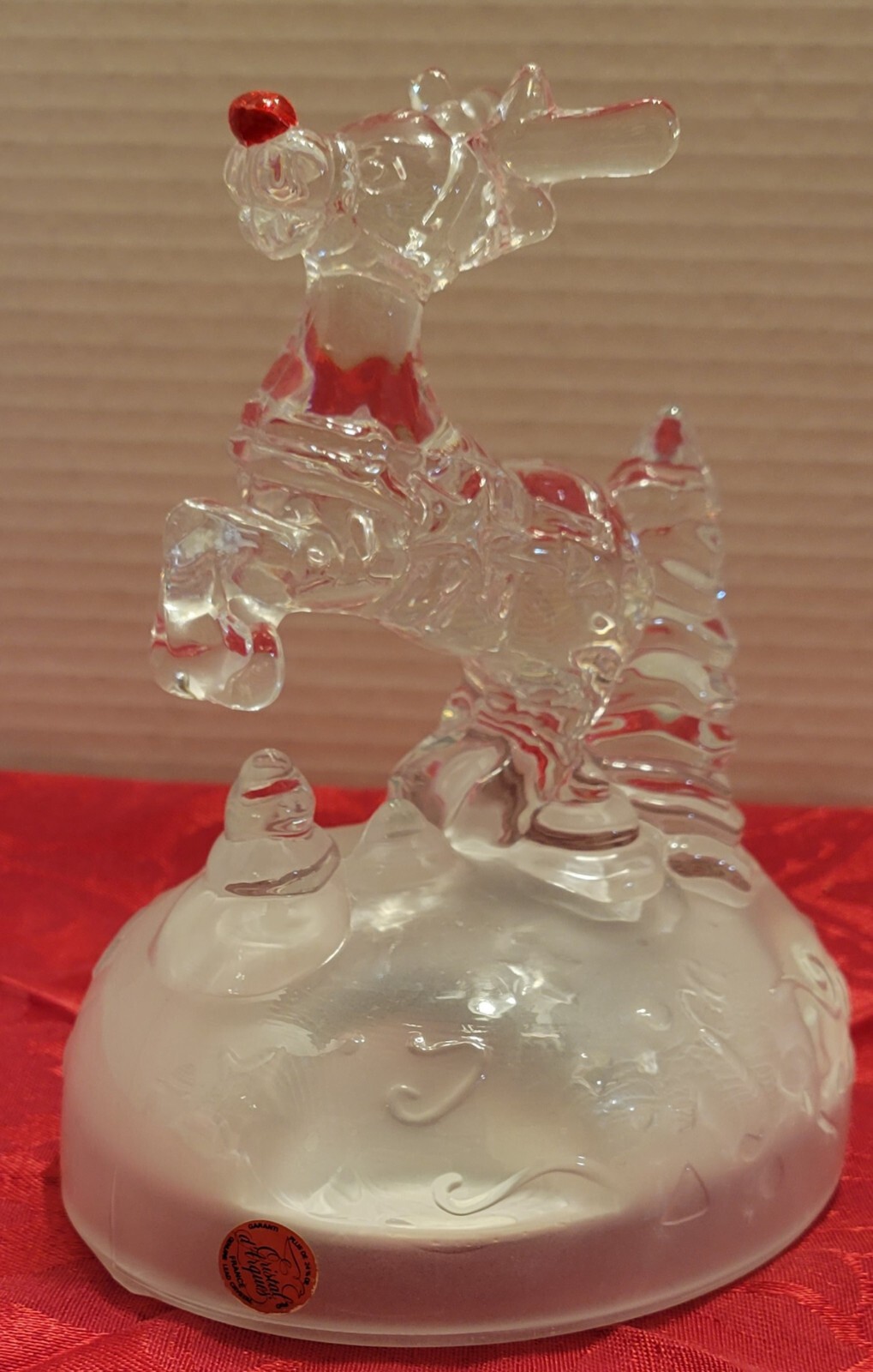 VTG 2000 Rudolph Co Red Nosed Reindeer Song Cristal d’Arque Music Box Ice Figure