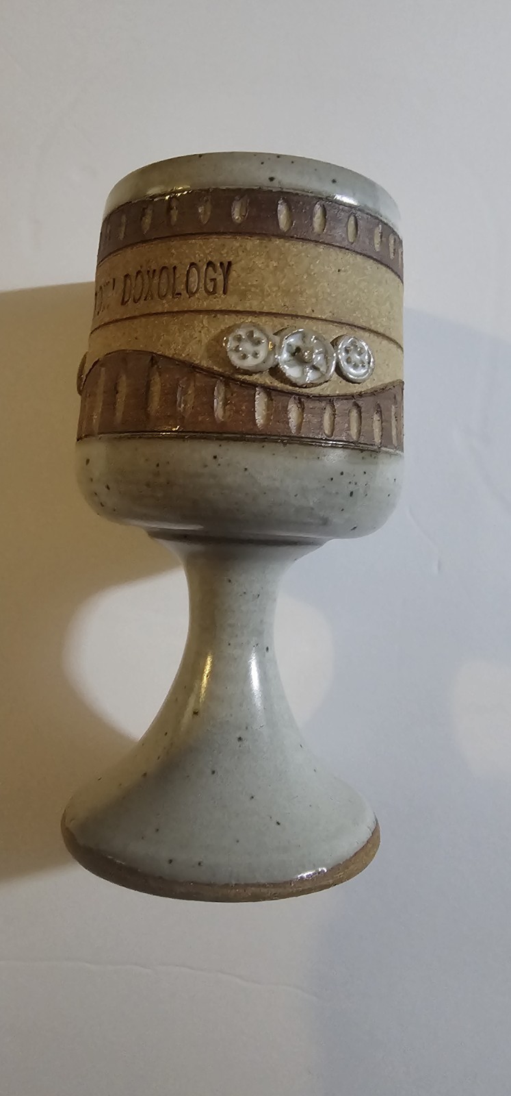Down To Earth Art Pottery Ed Schrock Biblical Goblet Doxology brown grey