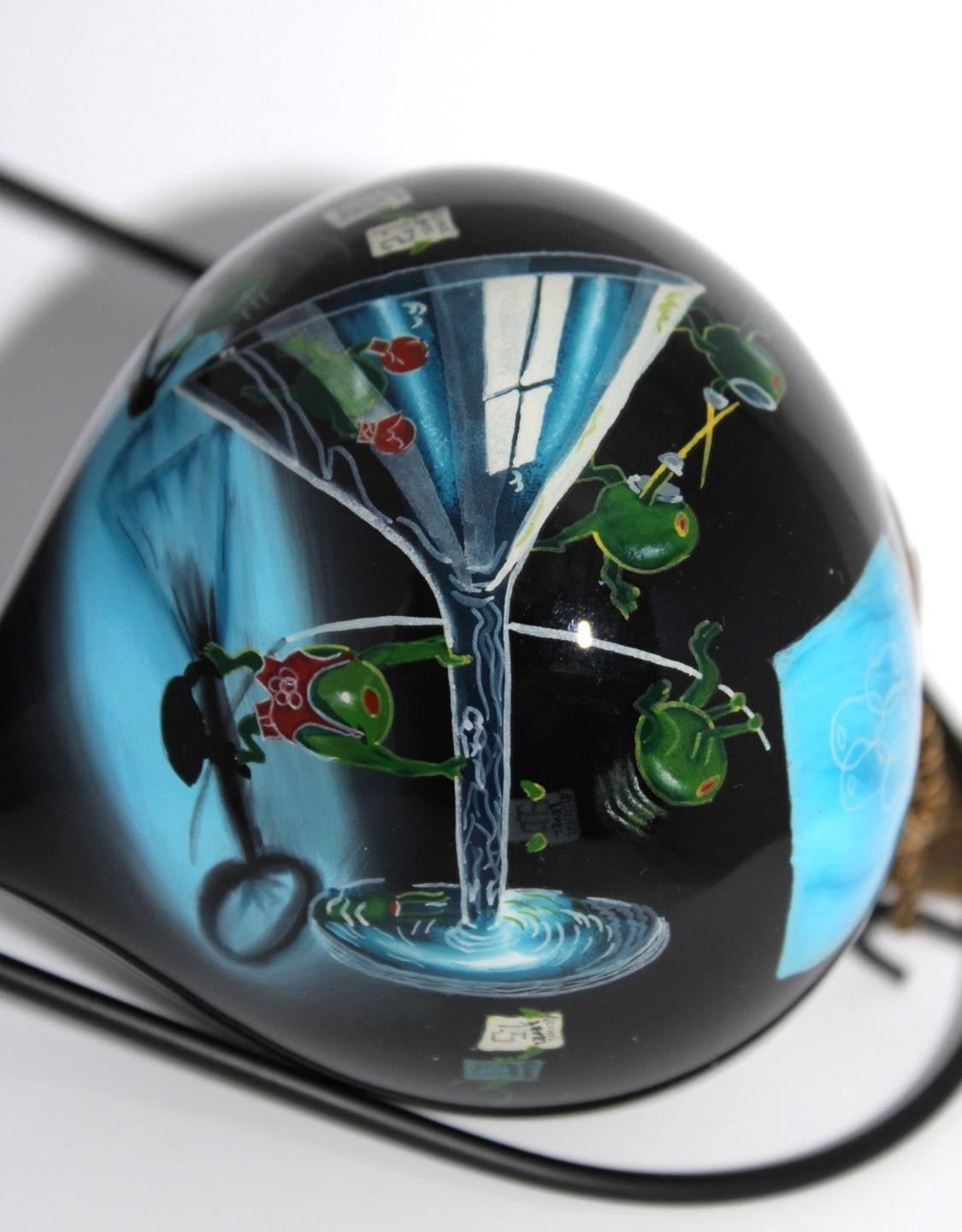 MICHAEL GODARD FINE ART CHRISTMAS TREE ORNAMENT MARTINI OLYMPICS & DISPLAY STAND