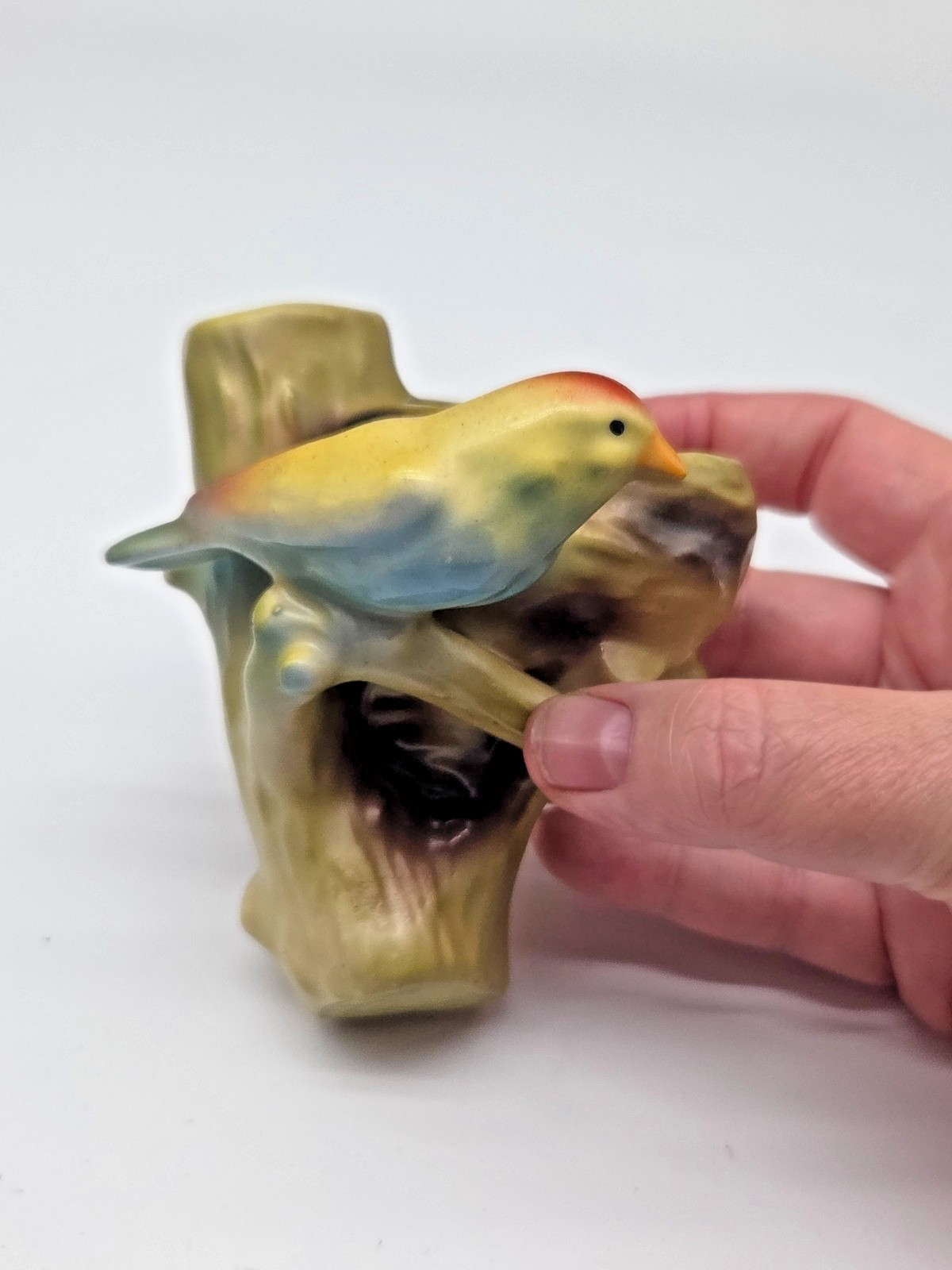Vintage Ceramic Czech Hand Painted Wall Pocket Vase Bird on Nest