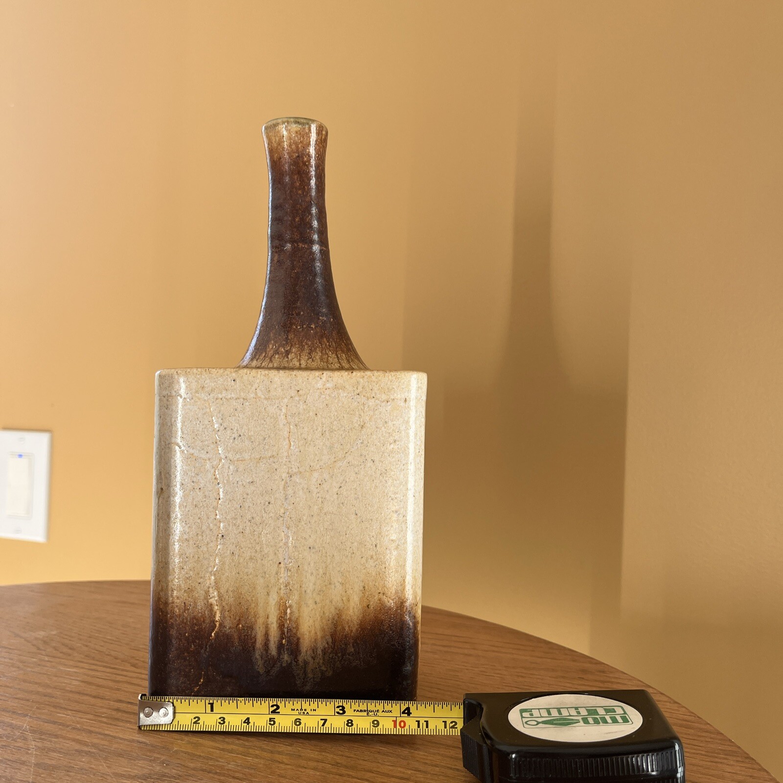 Vintage Art Pottery Long Bottle Neck Vase Artist Signed 1978 -Daniel Cassiet?