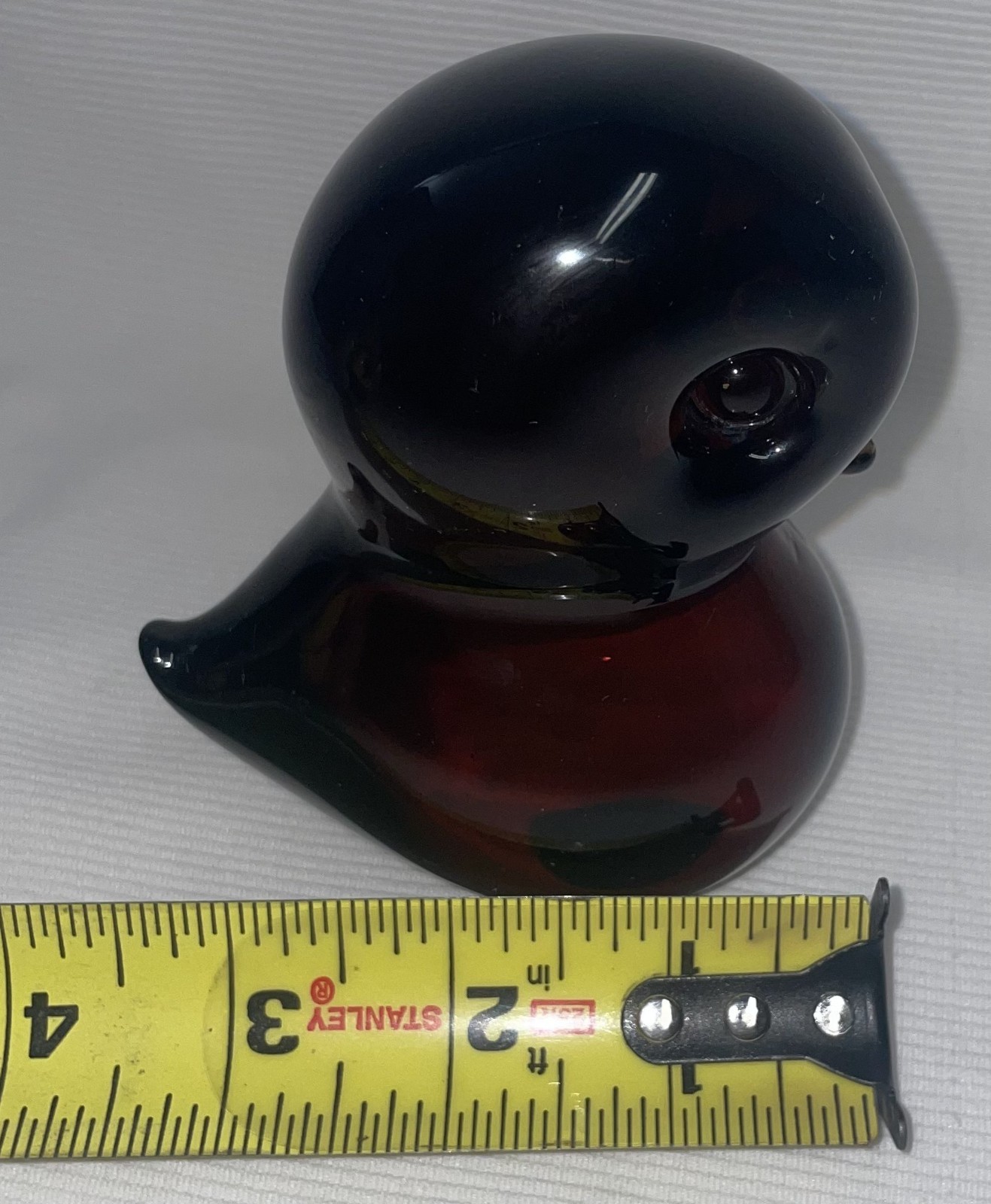 Amber Glass Bird Heavy Paper Weight 4 1/2 In