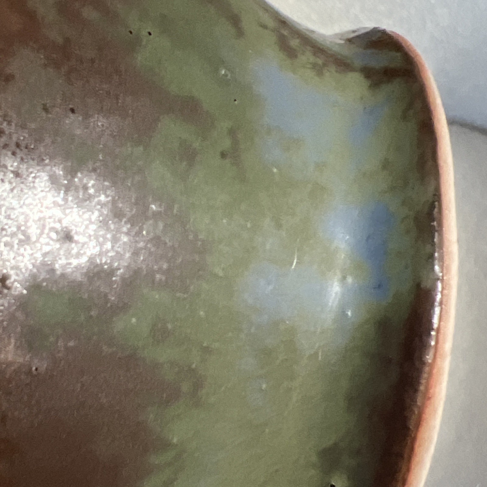Studio Pottery Raku Style Planter Blue Green Brown Signed Art Pottery 4.4″