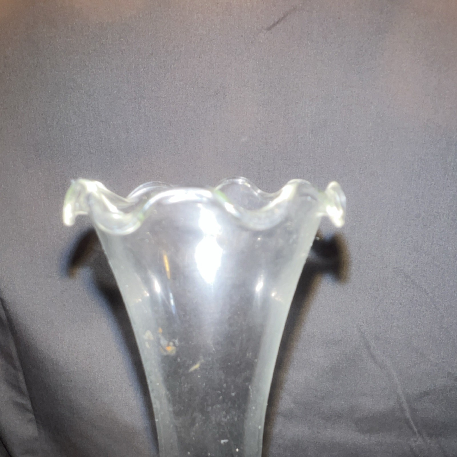 RCR Clear Glass Ruffled Rim Trumpet Vase 11 in Tall Art Glass Italy