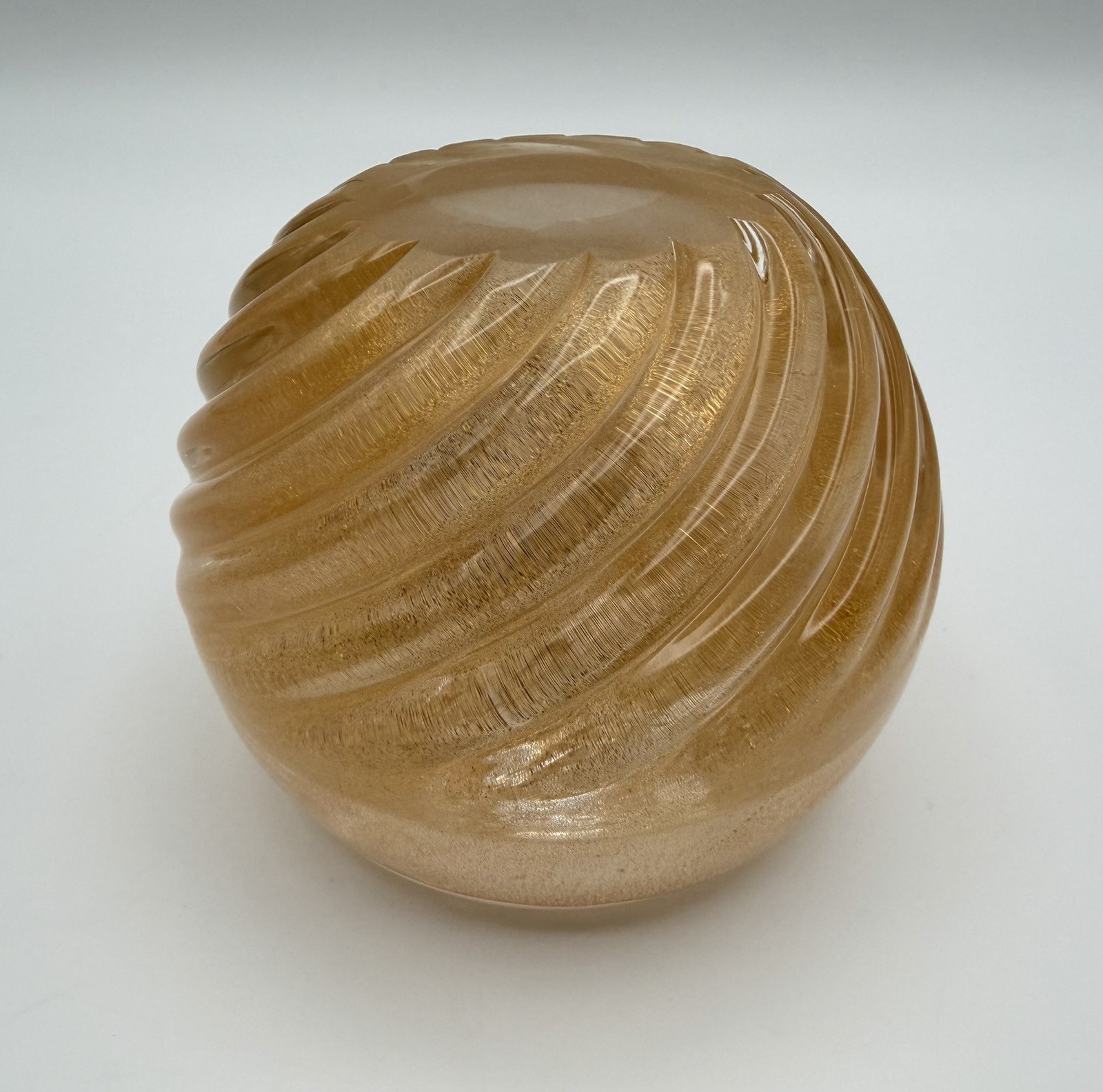 Murano Barovier Toso Heavy Gold Art Glass Taper Candle Holder 3” Single Italy