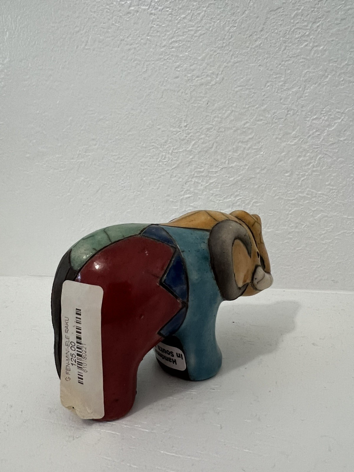 Raku Pottery Elephant Figurine South Africa Hand Crafted Signed Glaze Mosaic