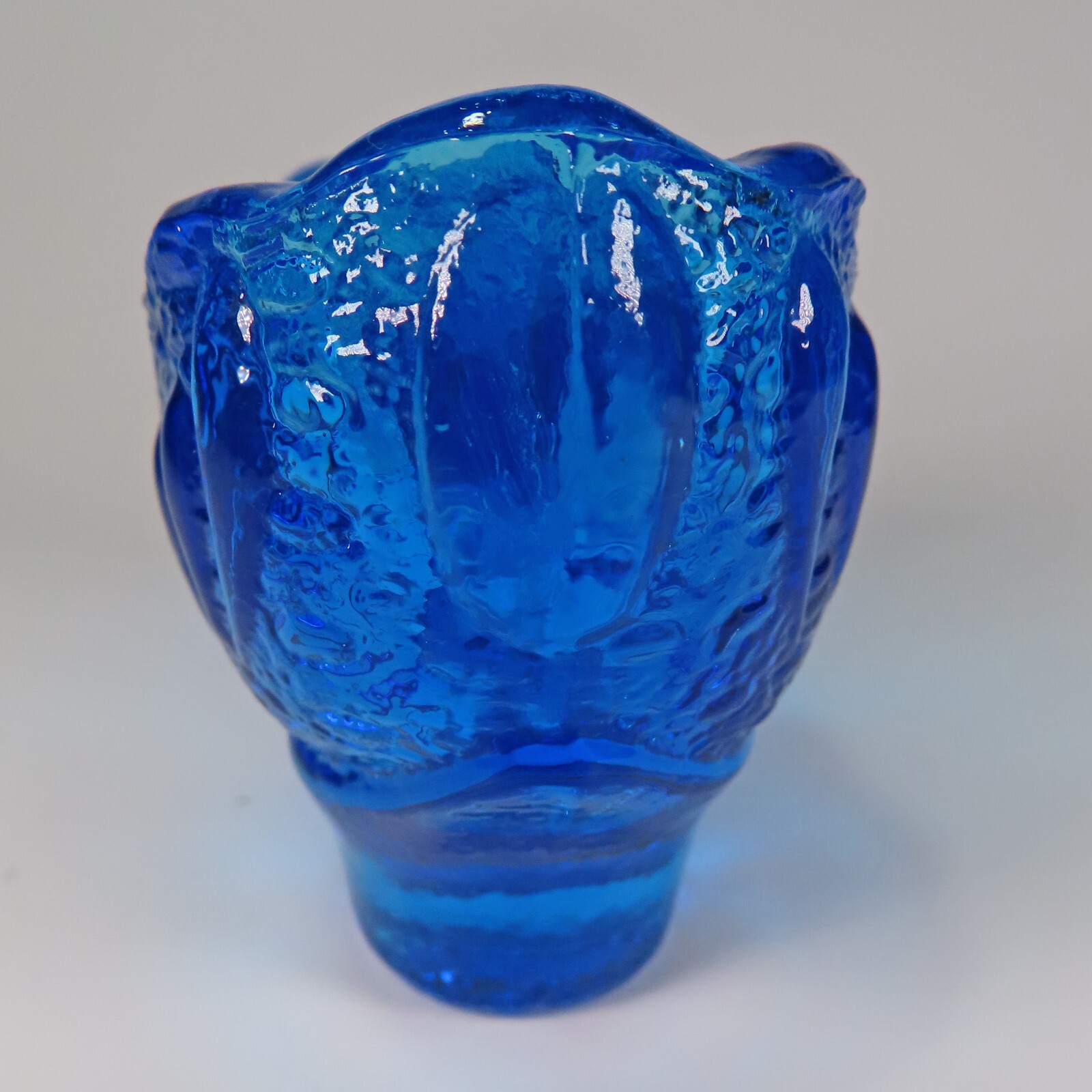 Vintage Cobalt Blue Glass Shoe Slipper Cabbage Rose by Kanawha Glass Co.