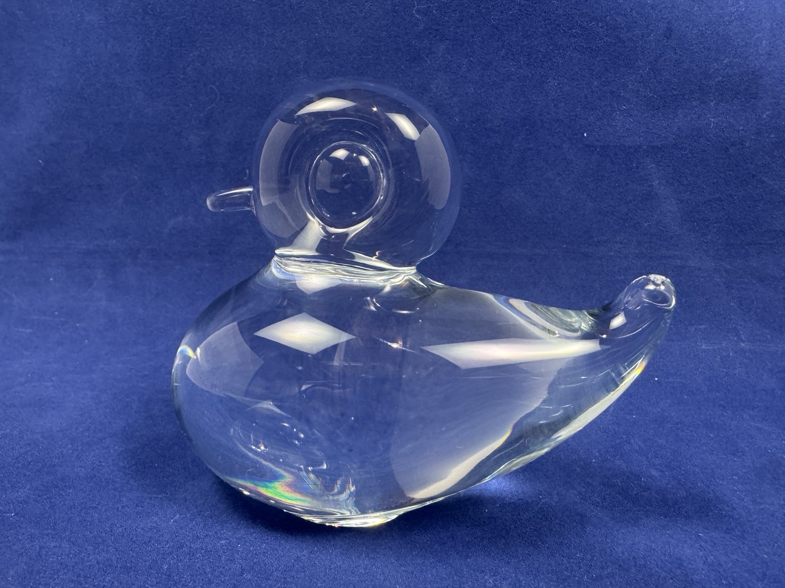 Vtg 60s MCM Folke Walving MALERAS Duck Crystal Art Glass Sweden Easter Spring