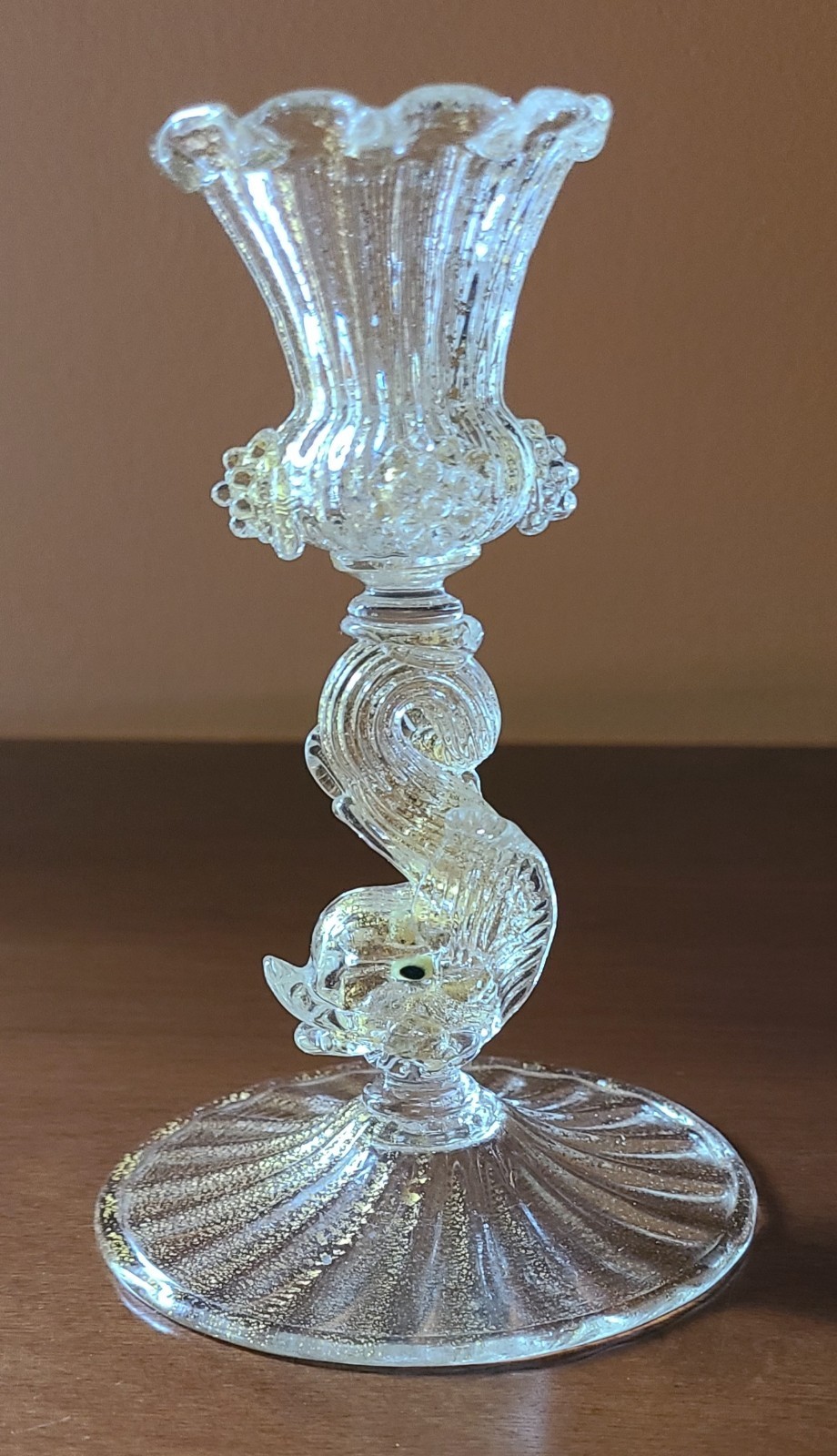 Salviati Murano Gold Aventurine Glass Candlestick – 1890 To 1920
