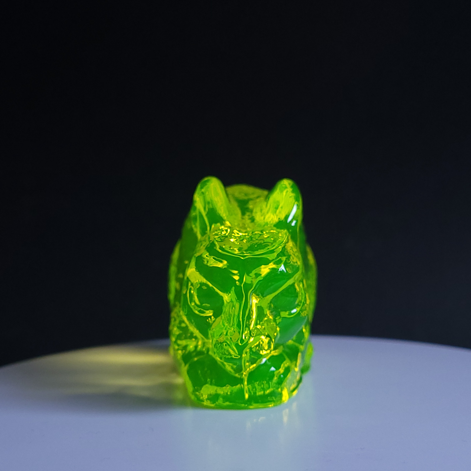 Vaseline Uranium Glass Rabbit Vaseline Yellow Glass Animal Figurine Art Deco