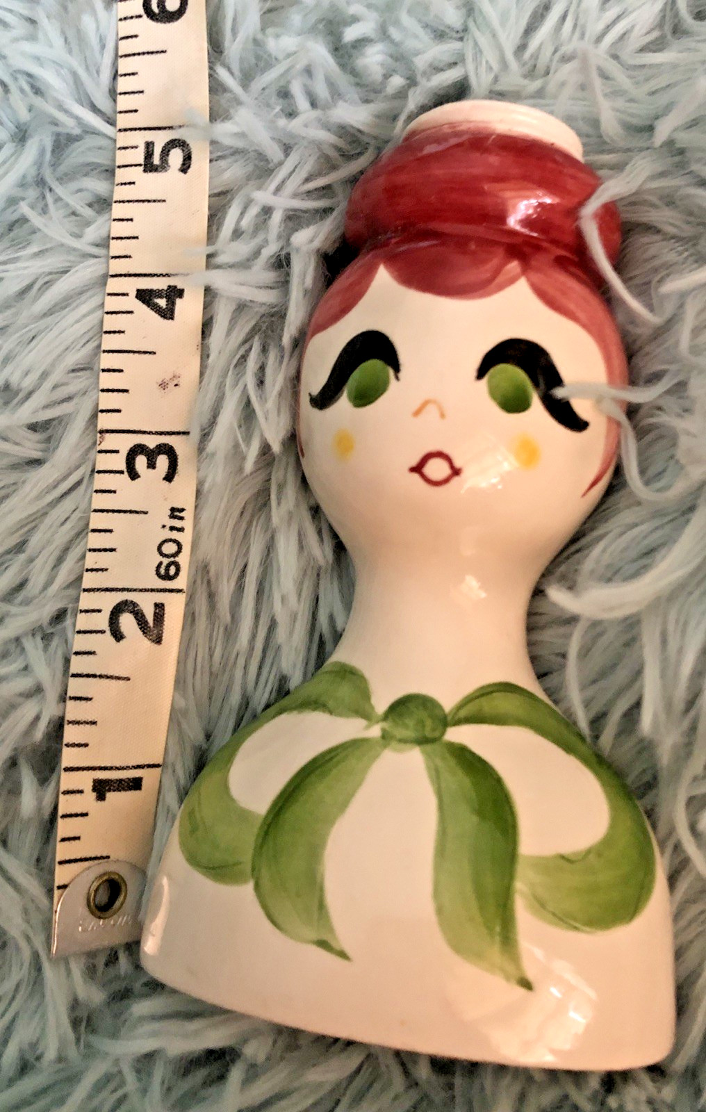 Vintage Irice Japan Lady Head Perfume Bottle Ceramic Label 1950s Handpainted