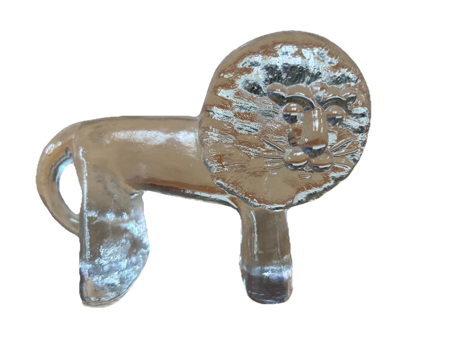 Glass Lion Figure Kosta Boda Art Glass Zoo Series Paperweight Clear