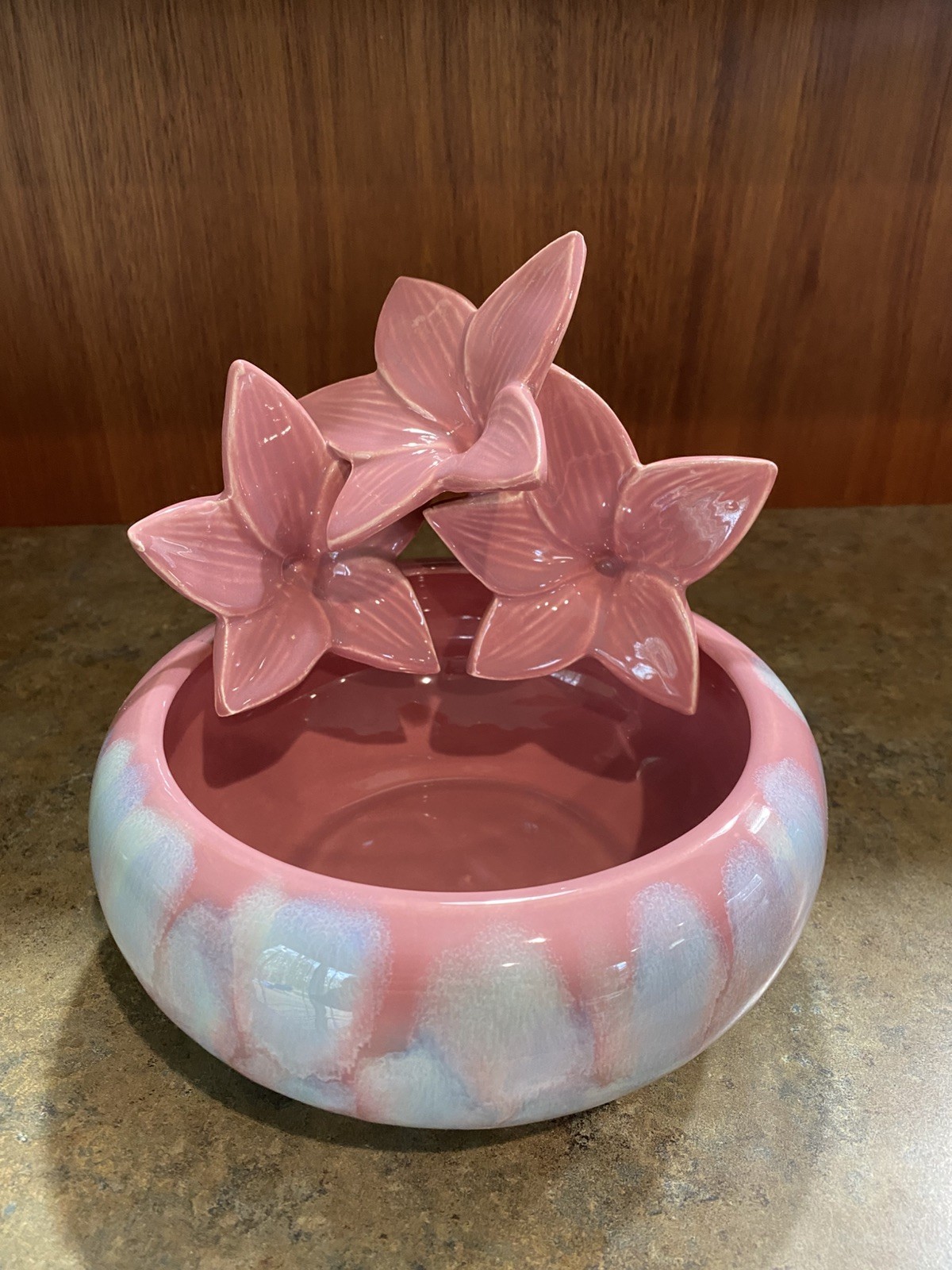 Vintage Royal Haeger by Royal Hickman, Mauve Agate Lily Planter Bowl
