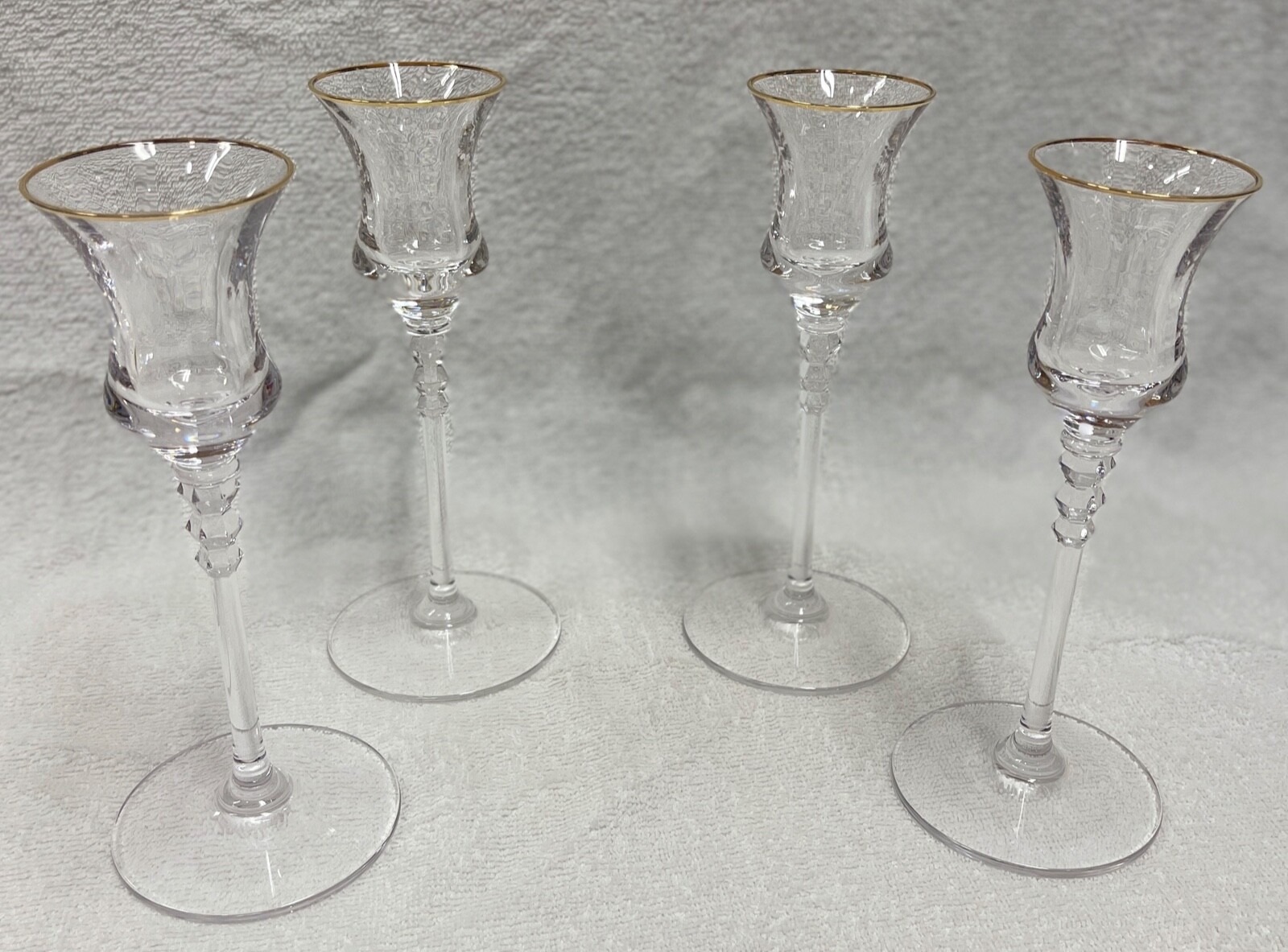 MIKASA SONATA GOLD T7102 CRYSTAL CANDLE HOLDERS 7.25″, 2 Pairs Available, 2/Pair