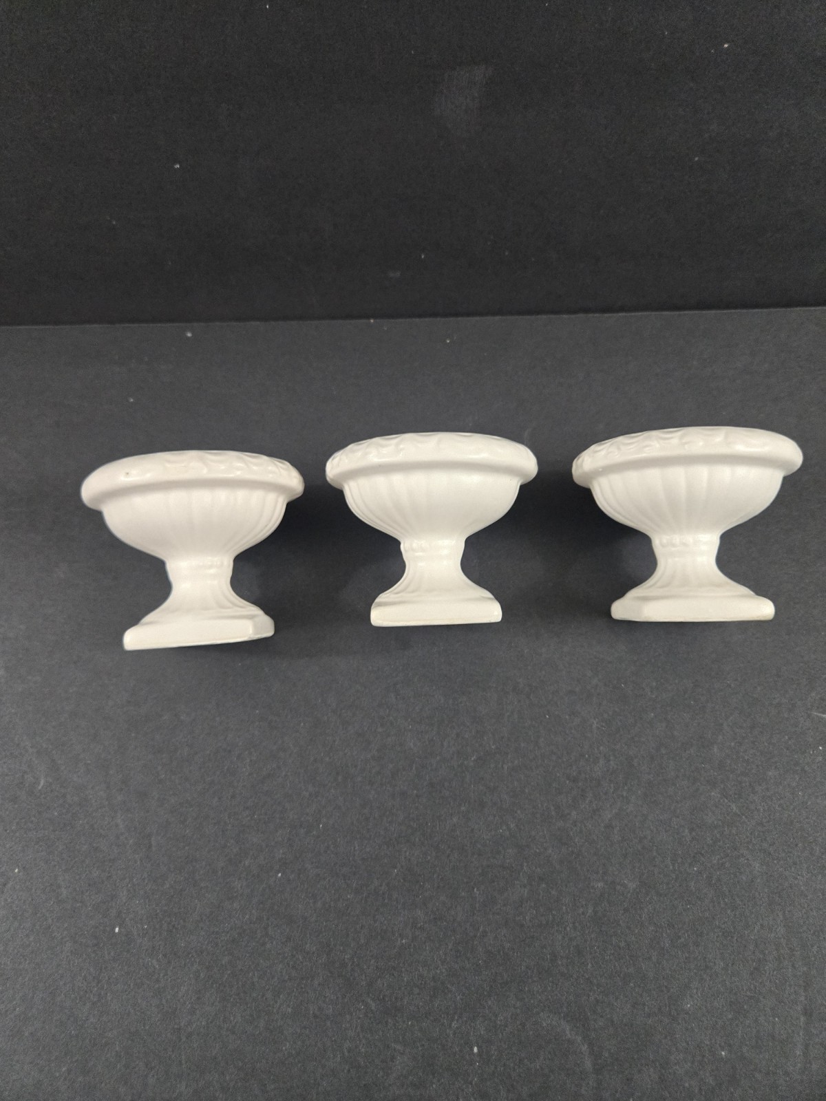 3 Rubens Originals Japan White Urn Planter Tiny Pedestal Pottery 2.5×3″ Vintage