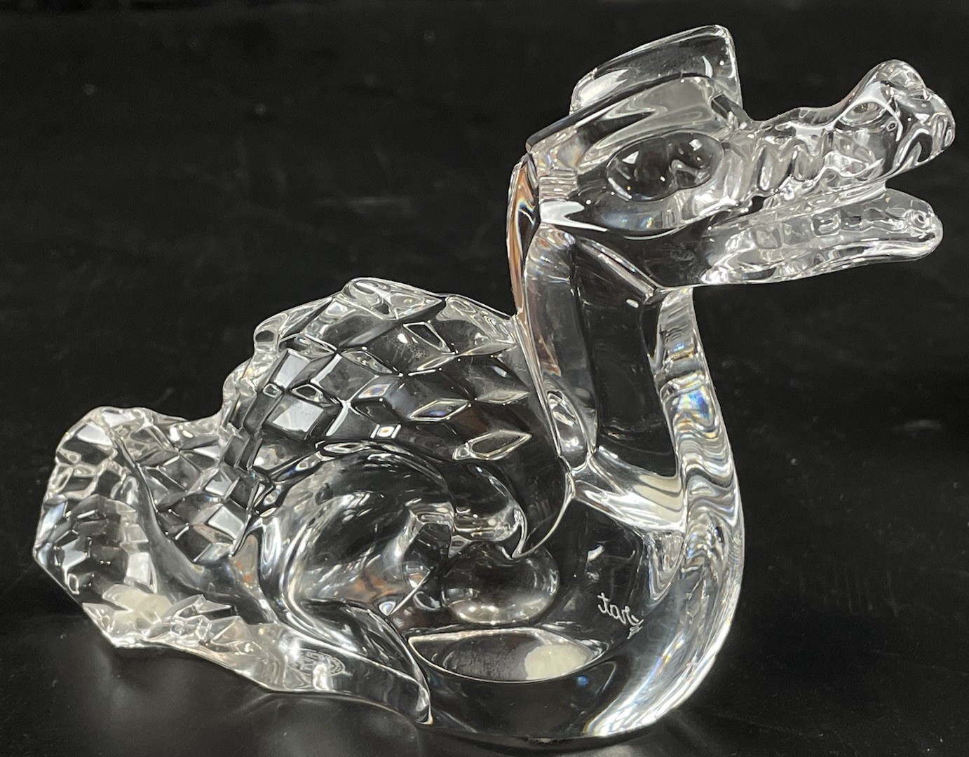 VTG Baccarat French Crystal Mystical Dragon Signed Sculpture Figure France 5”
