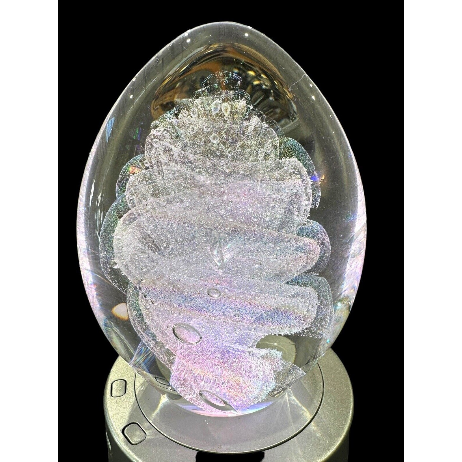 NEW Alabaster Small Paddle Crystal Dichroic Art Glass Paperweight S. Garrelts