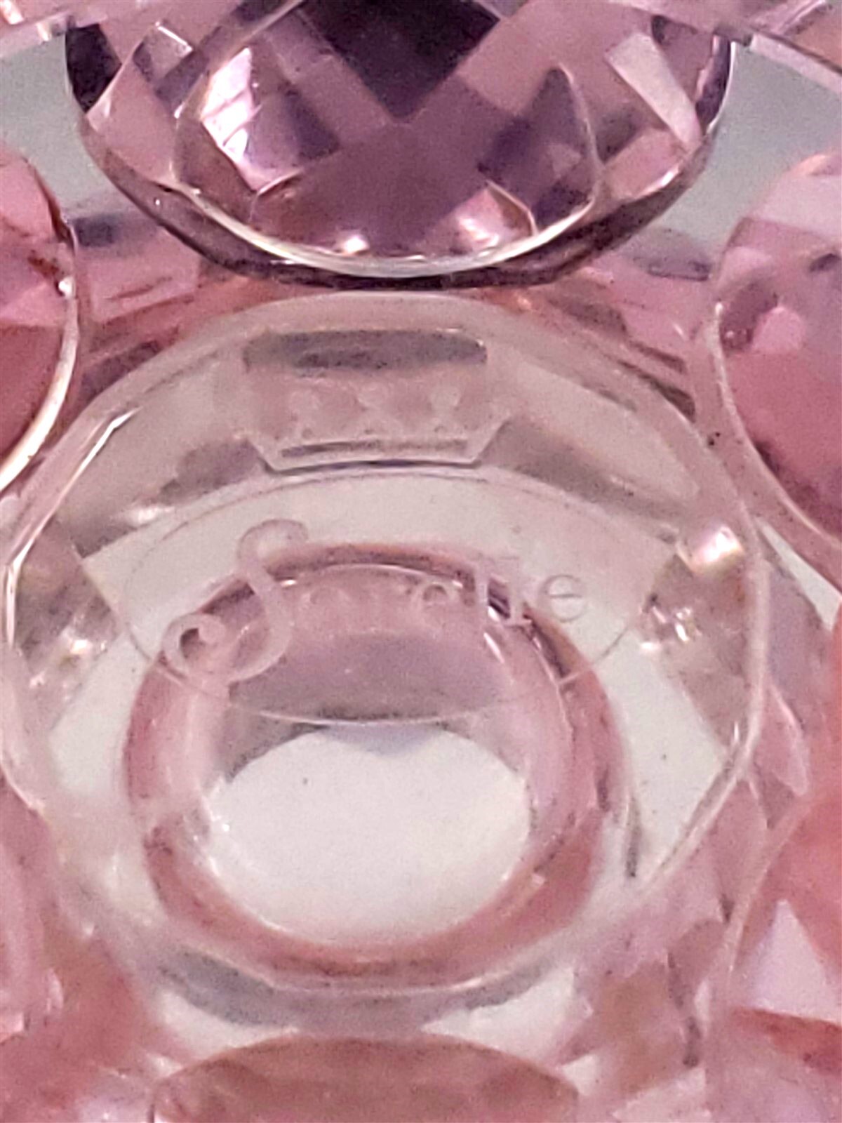 Sorelle Crystal Lotus Flower Easter Pink Cut Glass Taper Candle Holders