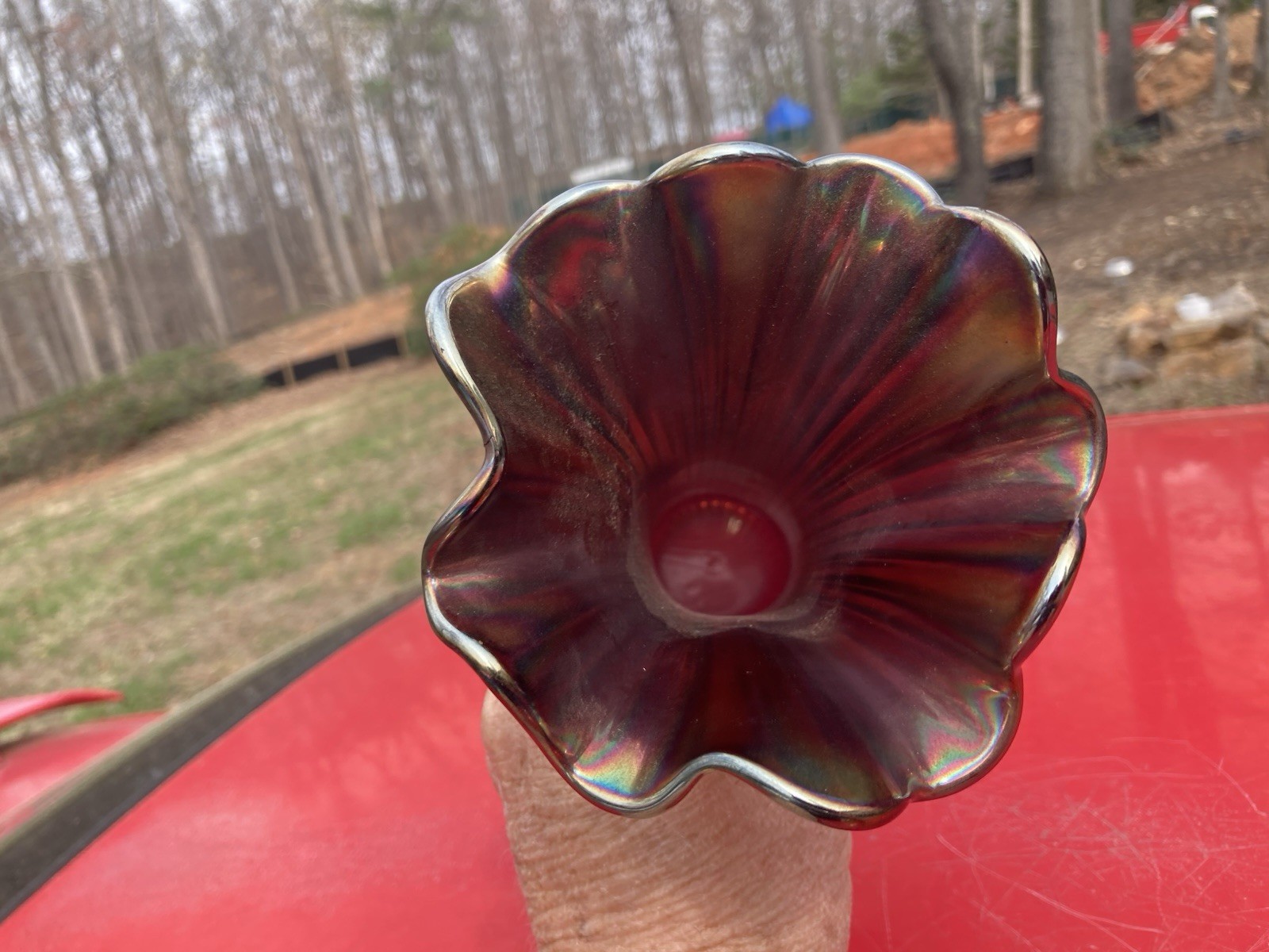 Vintage Northwood Fine Rib Amethyst Carnival Glass Vase