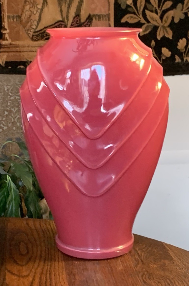 Vtg 1970’s Retro HAEGER Large 16” TableTop Floor Vase Dark Magenta Pink MCM