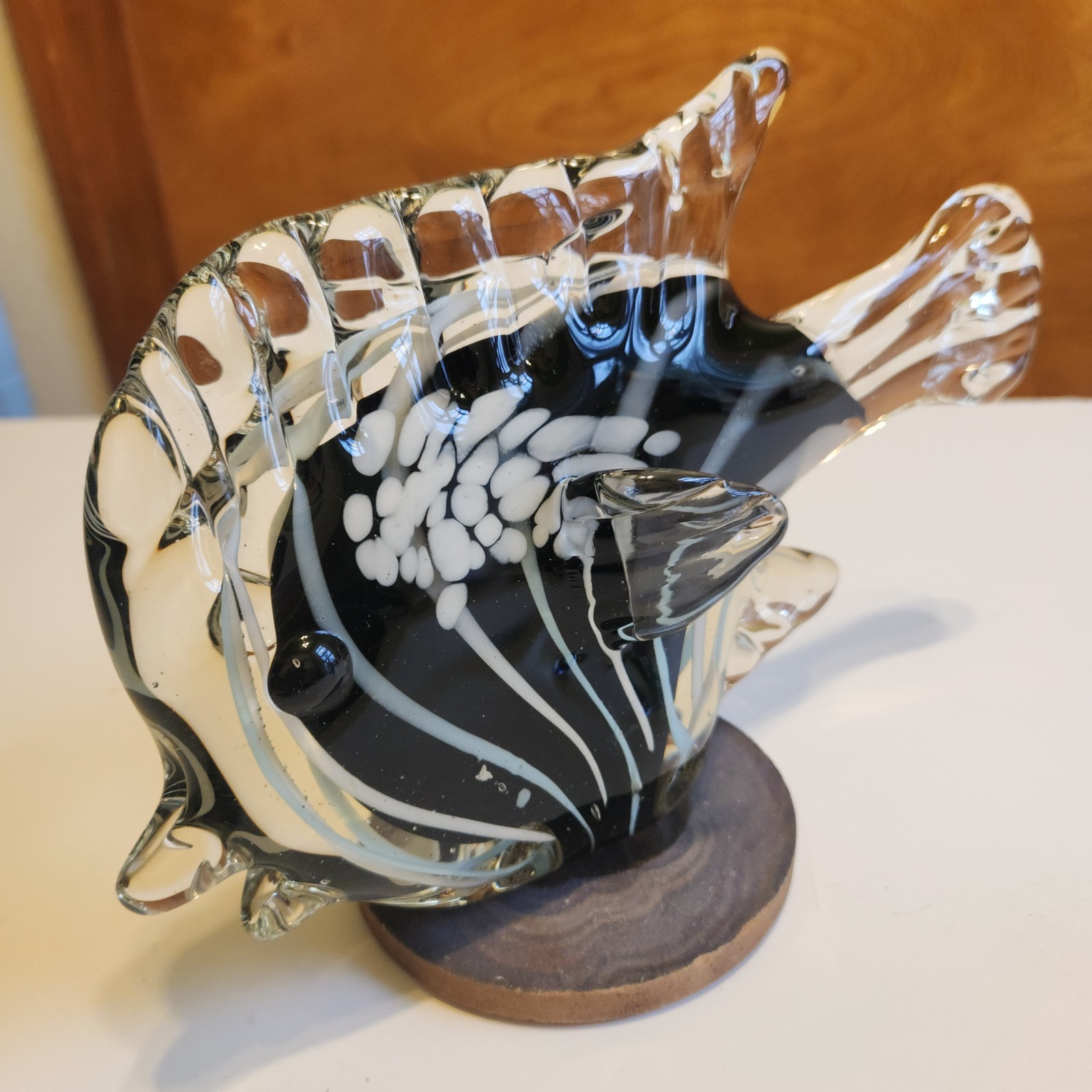 Lot of 2 Art Glass Fish Figures Murano Style Angelfish & Tropical Vintage