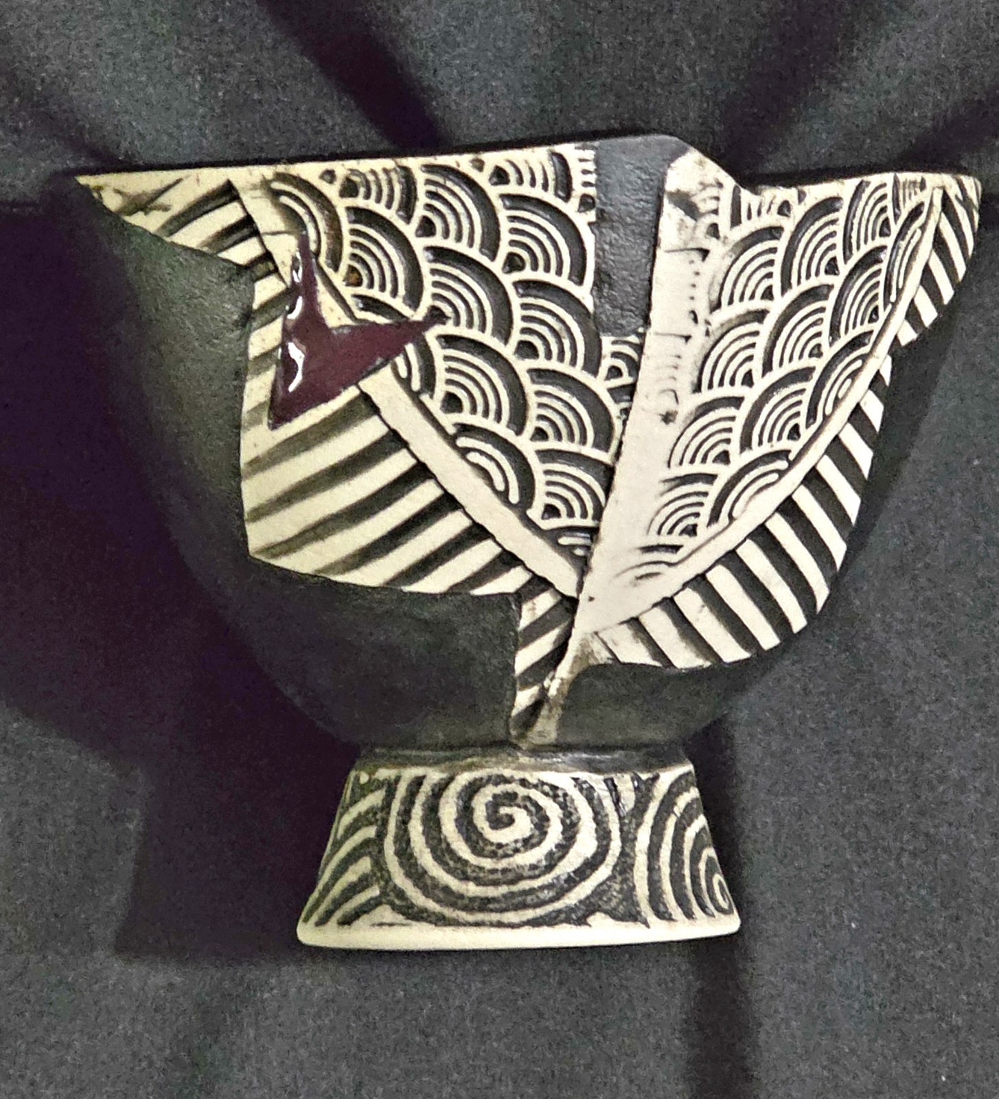 ASH Works Pottery Anne Schiesel Harris Abstract Footed Bowl