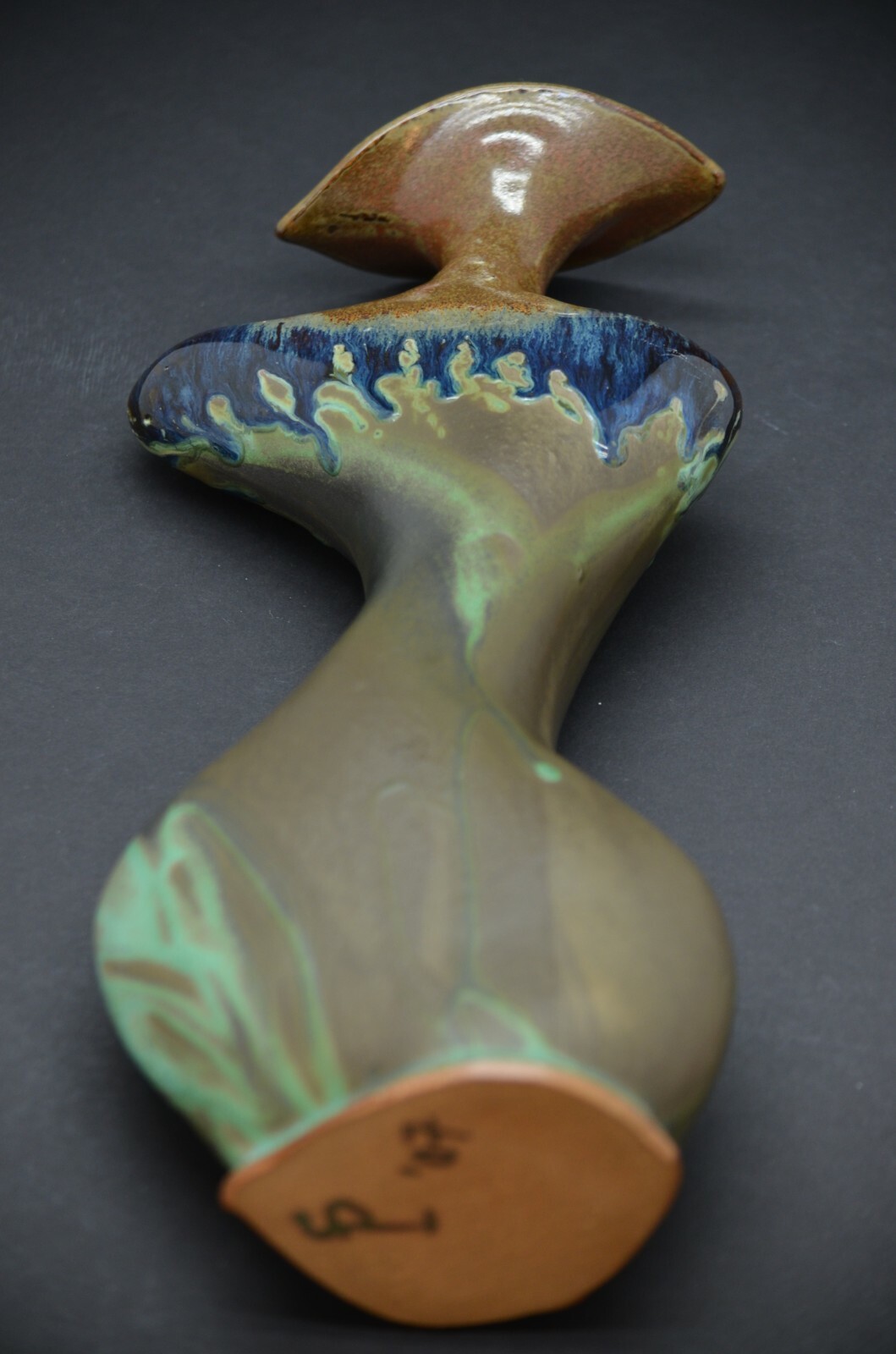 Studio Art Handcrafted Pottery Vase Jack in the Pulpit with Artist Mark
