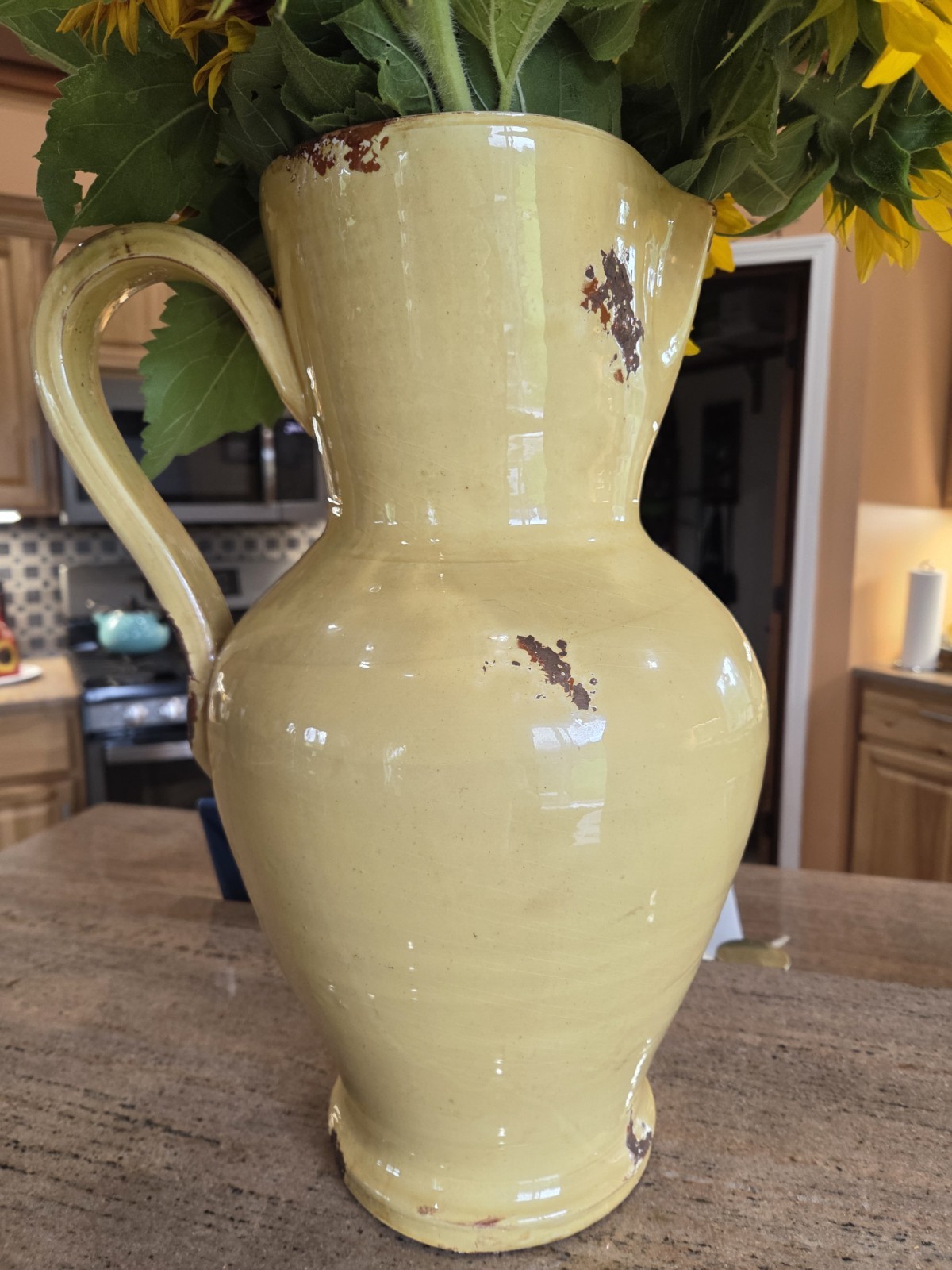 Fortunata Tuscany Yellow X Large Vase. Rustic Vintage Style.