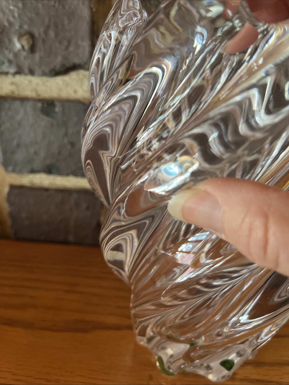 French Crystal ART VANNES Modernist Heavy Crystal 7.5” Glass Vase France