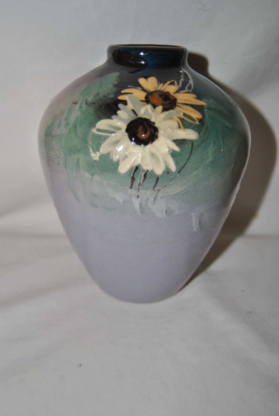 Weller Etna Bulbous Vase With Daisies Multicolored