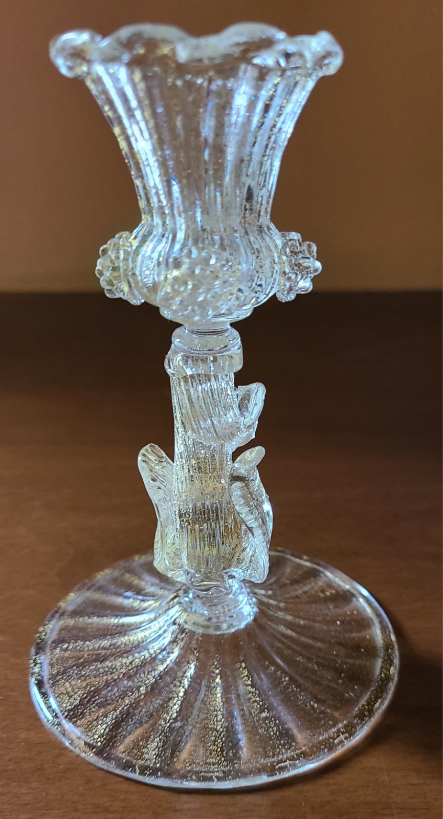 Salviati Murano Gold Aventurine Glass Candlestick – 1890 To 1920