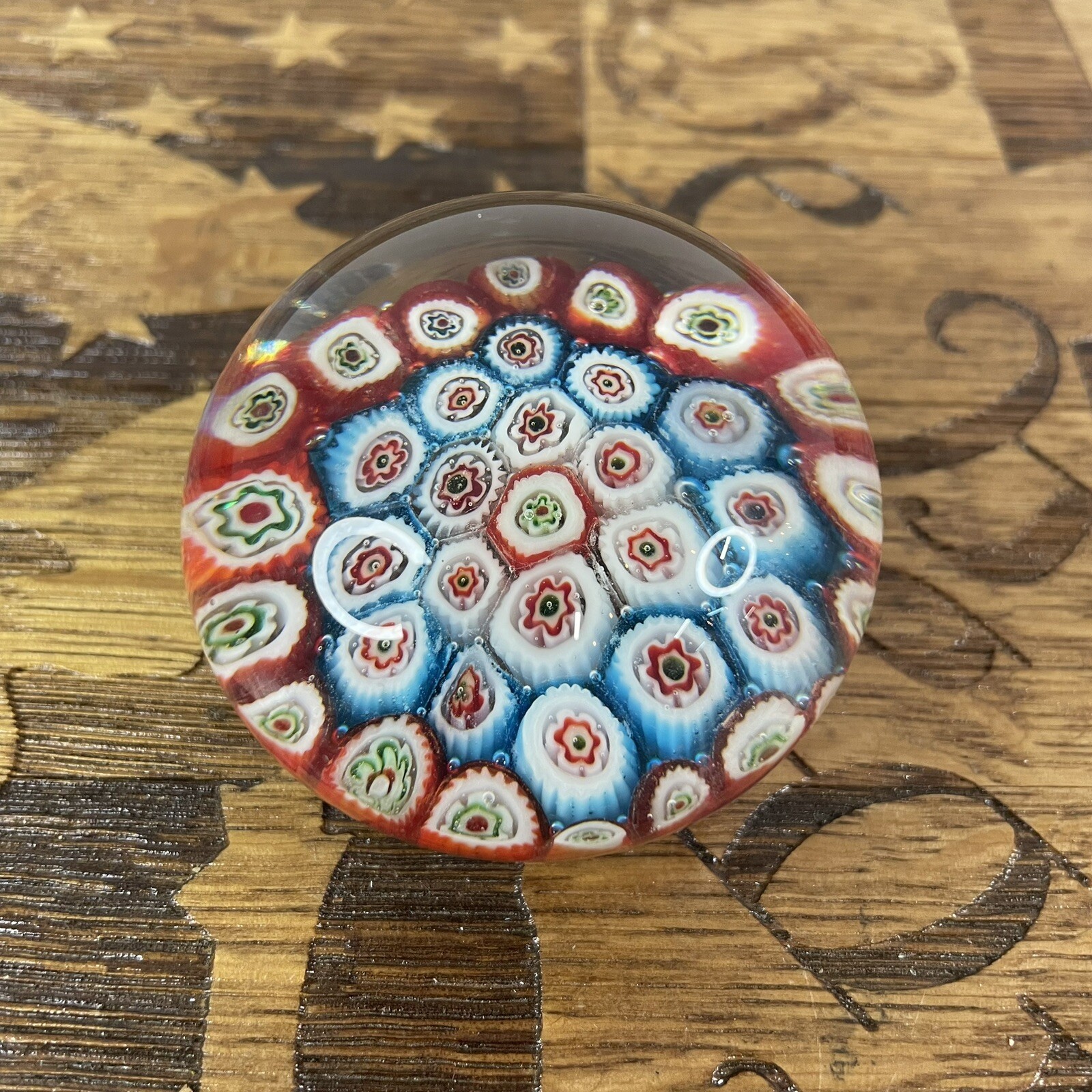 Vintage Estate Beautiful Colors Millefiori Paperweight 1.75 inches 1 3/4″ – 2″ &