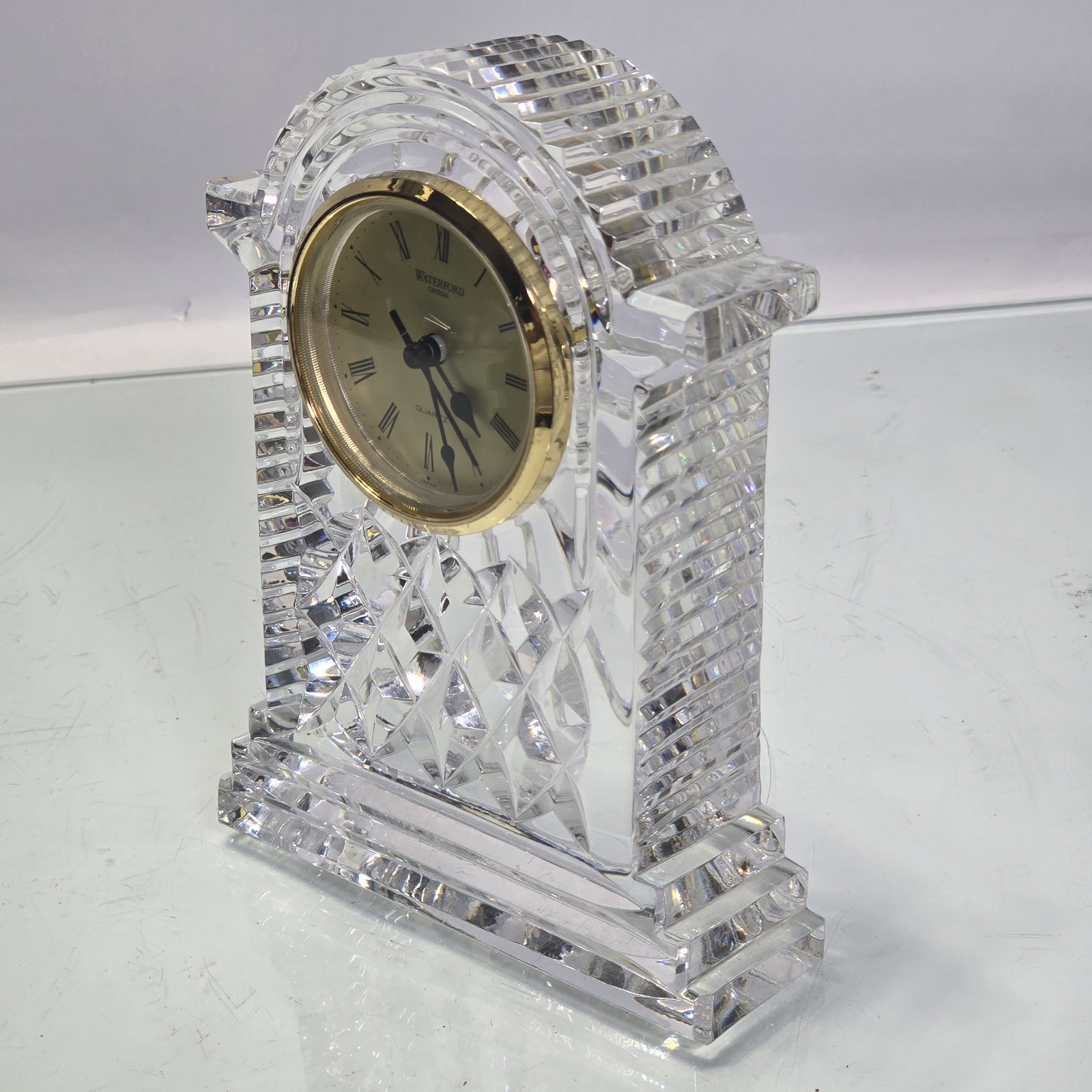 Waterford Crystal Quartz Mantel Desk Clock Irish Cut Crystal Working Excellent.