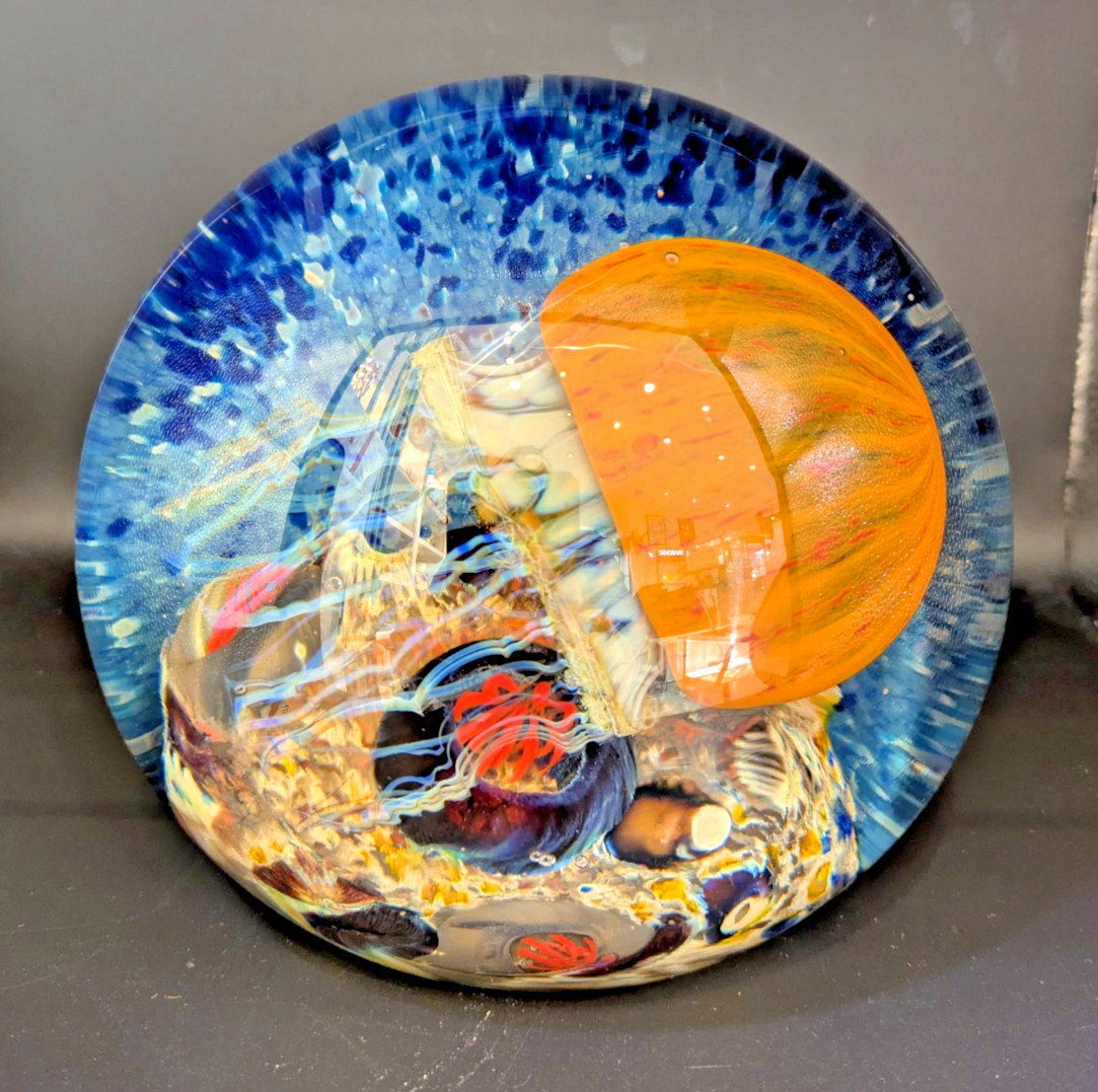 5″ Pacific Coast Side Swimmer Seascape Jellyfish – Signed and Dated